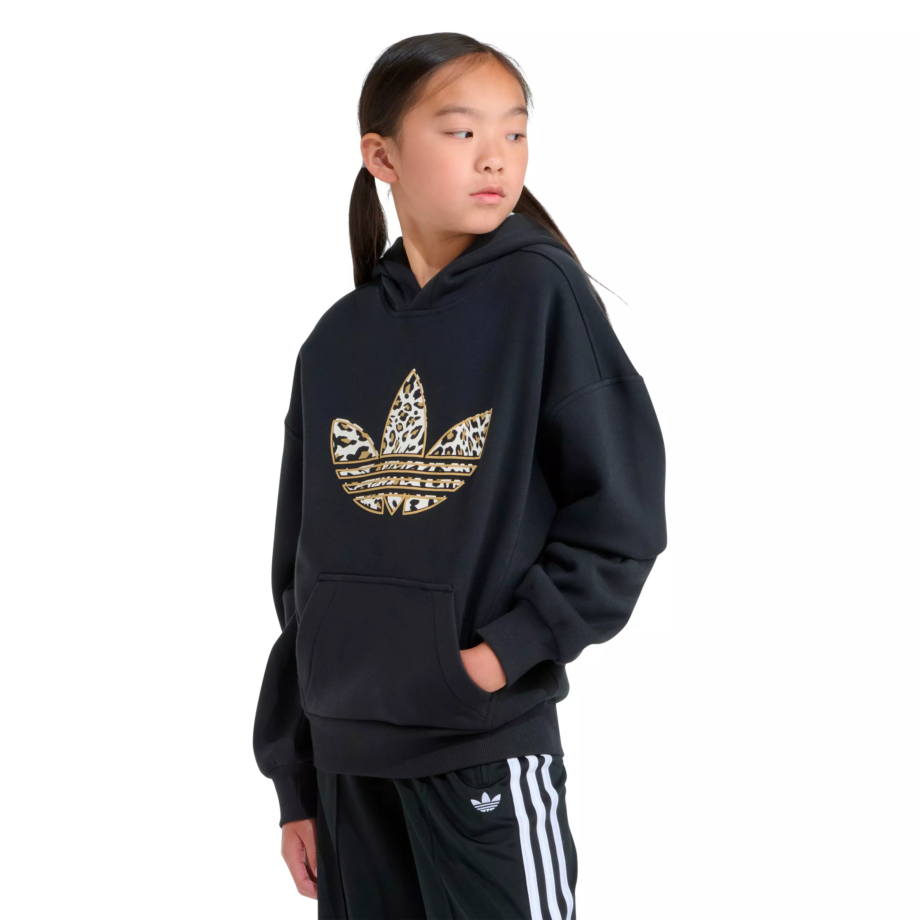 adidas Big Girls' Hoodie - Cheetah/Black - BLACK/BROWN