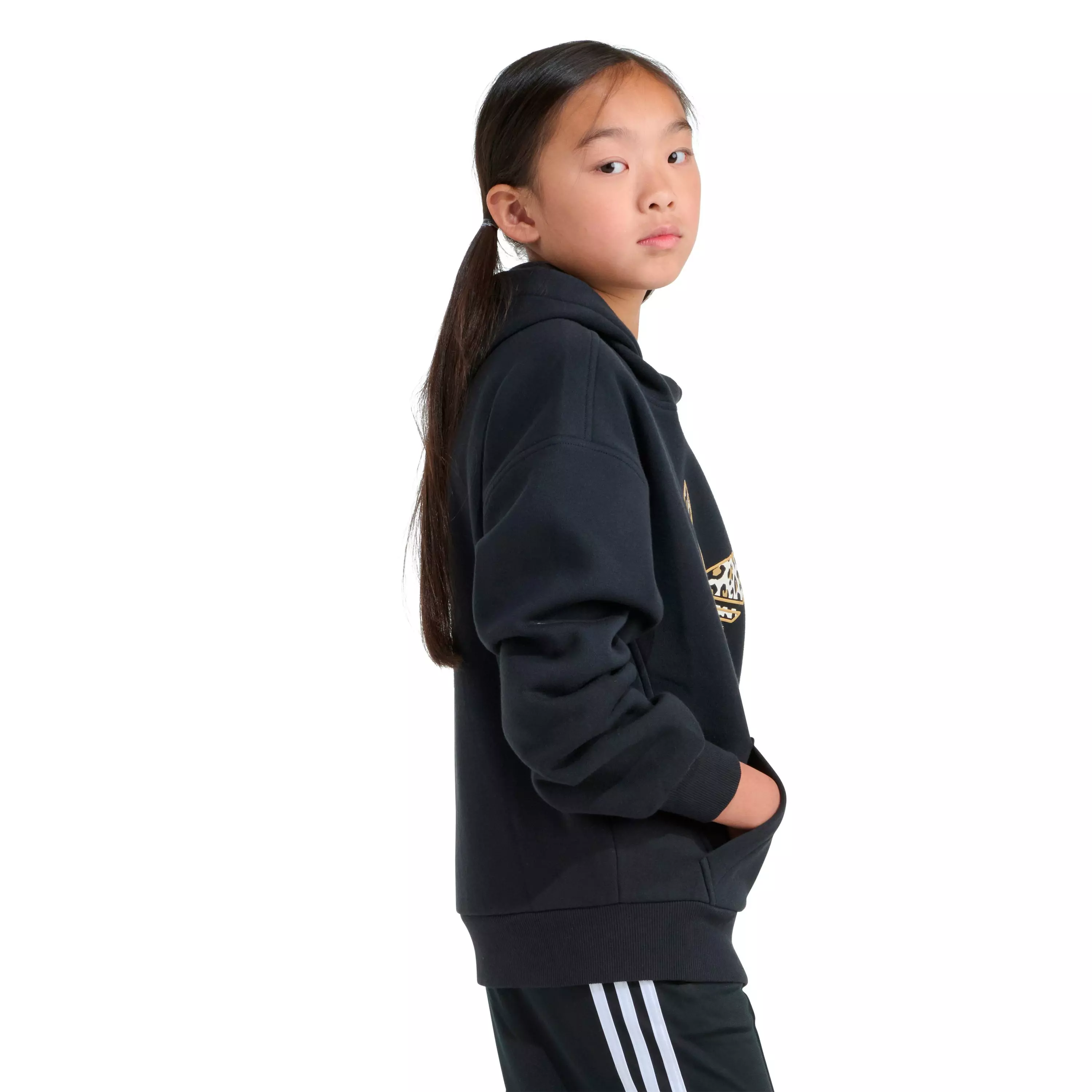 adidas Big Girls' Hoodie - Cheetah/Black - BLACK/BROWN