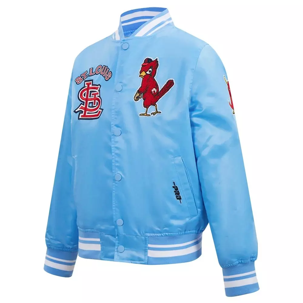Pro Standard Boys' St. Louis Cardinals Retro Classic Rib Satin Jacket-Blue - BLUE