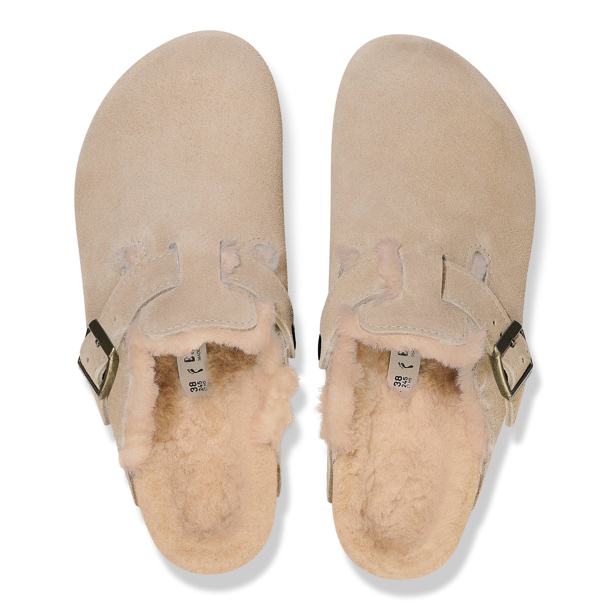 Birkenstock Boston Shearling "Taupe" Women's Sandal - TAN Thumbnail View 3