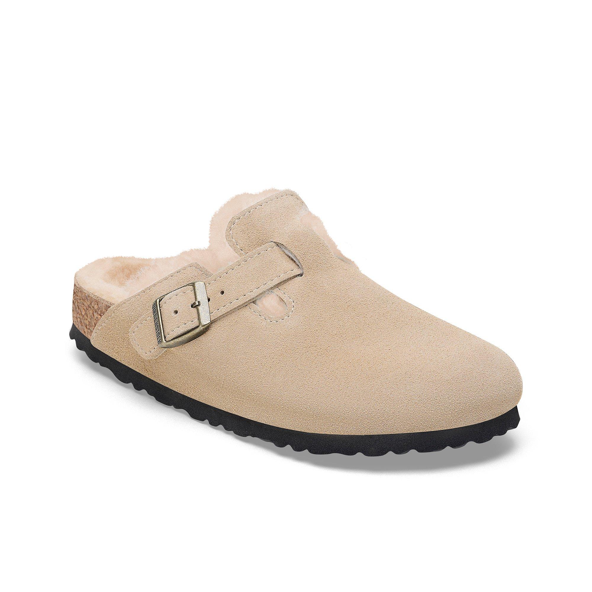 Birkenstock Boston Shearling "Taupe" Women's Sandal - TAN Thumbnail View 1
