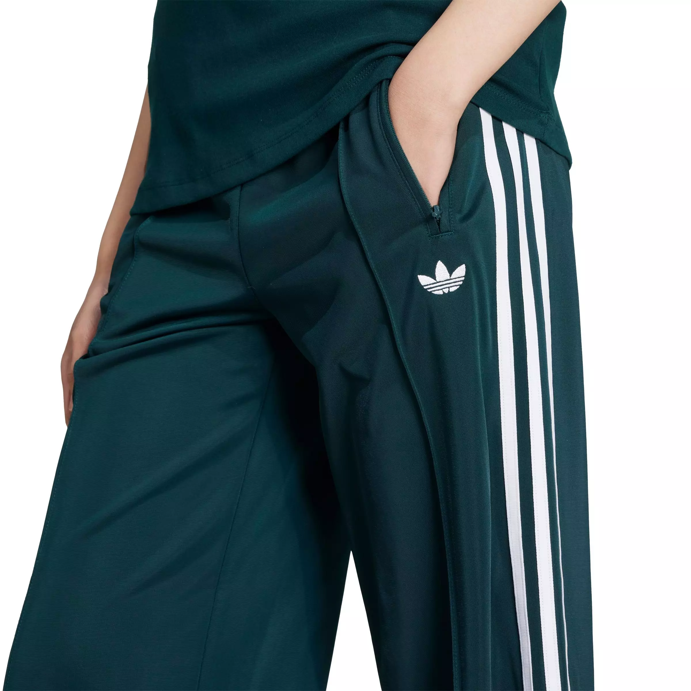 adidas Originals Women's Adicolor Classic Firebird Loose Track Pants - Green/White - GREEN/WHITE