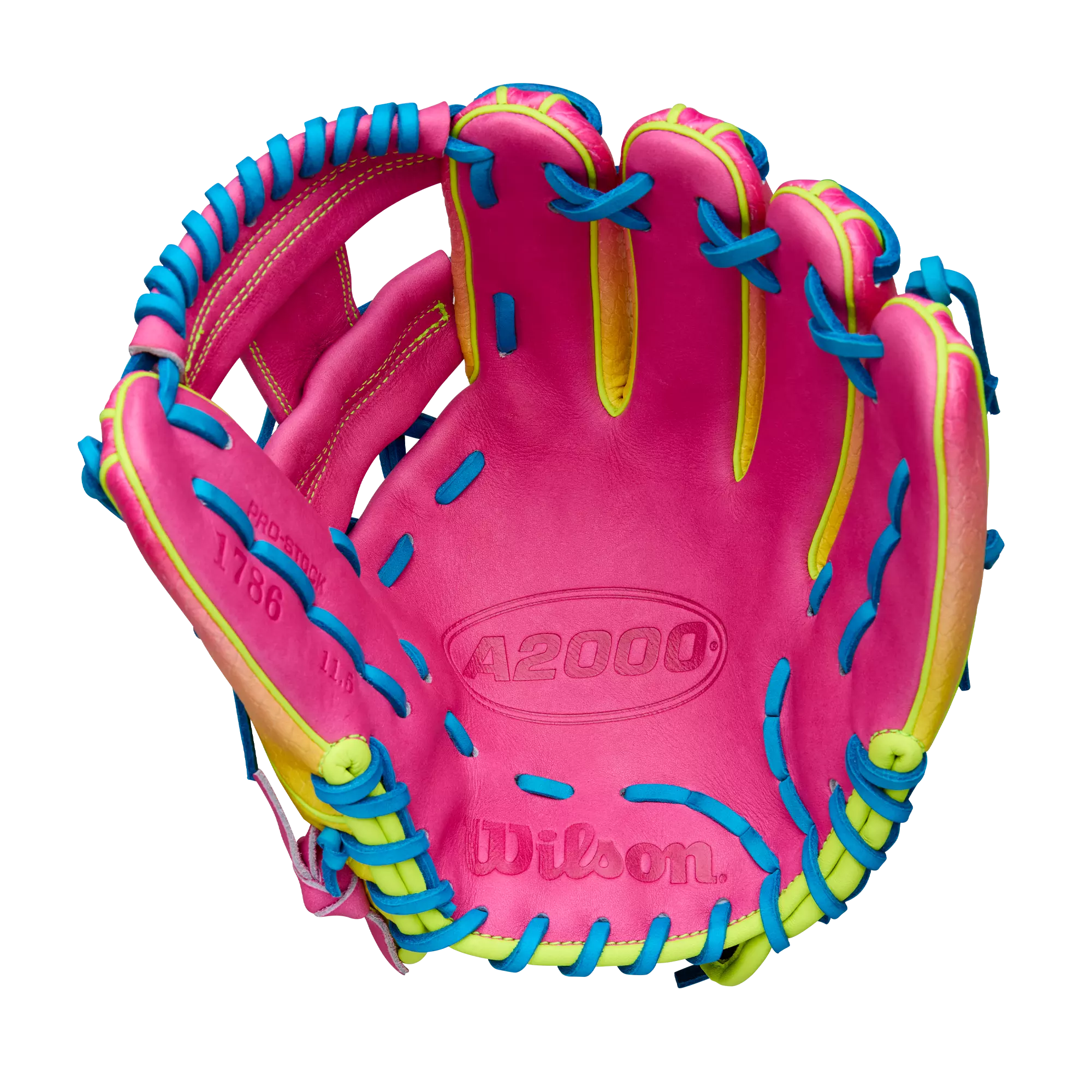 Wilson A2000 1786SS 11.5" Pink Lemonade Baseball Fielders Glove 2025 - YELLOW/BLUE