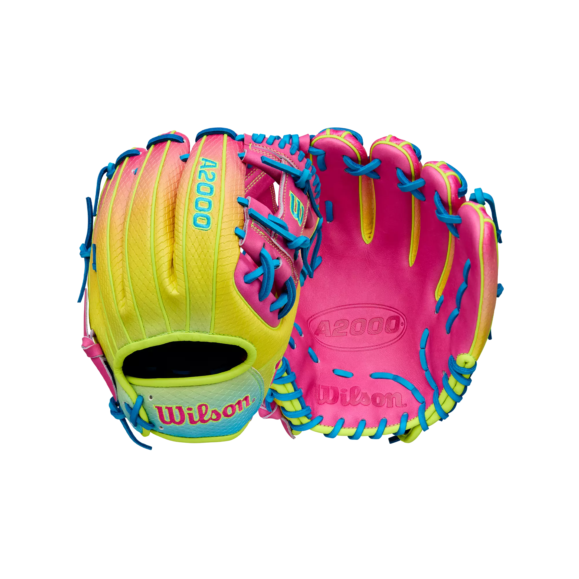 Wilson A2000 1786SS 11.5" Pink Lemonade Baseball Fielders Glove 2025 - YELLOW/BLUE