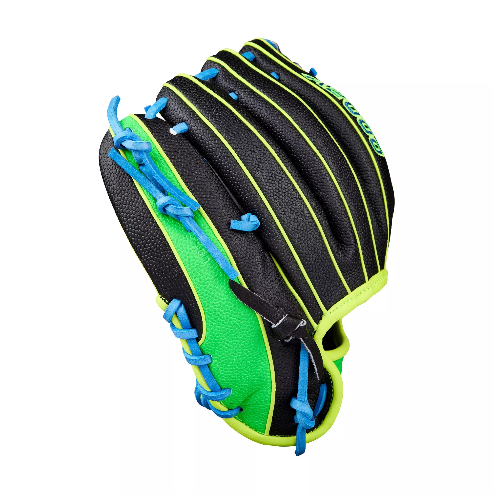 Wilson A2000 PF88SS 11.25” Infield Baseball Glove 2025 - Black/Neon Green/Sky Blue - BLACK/BLUE