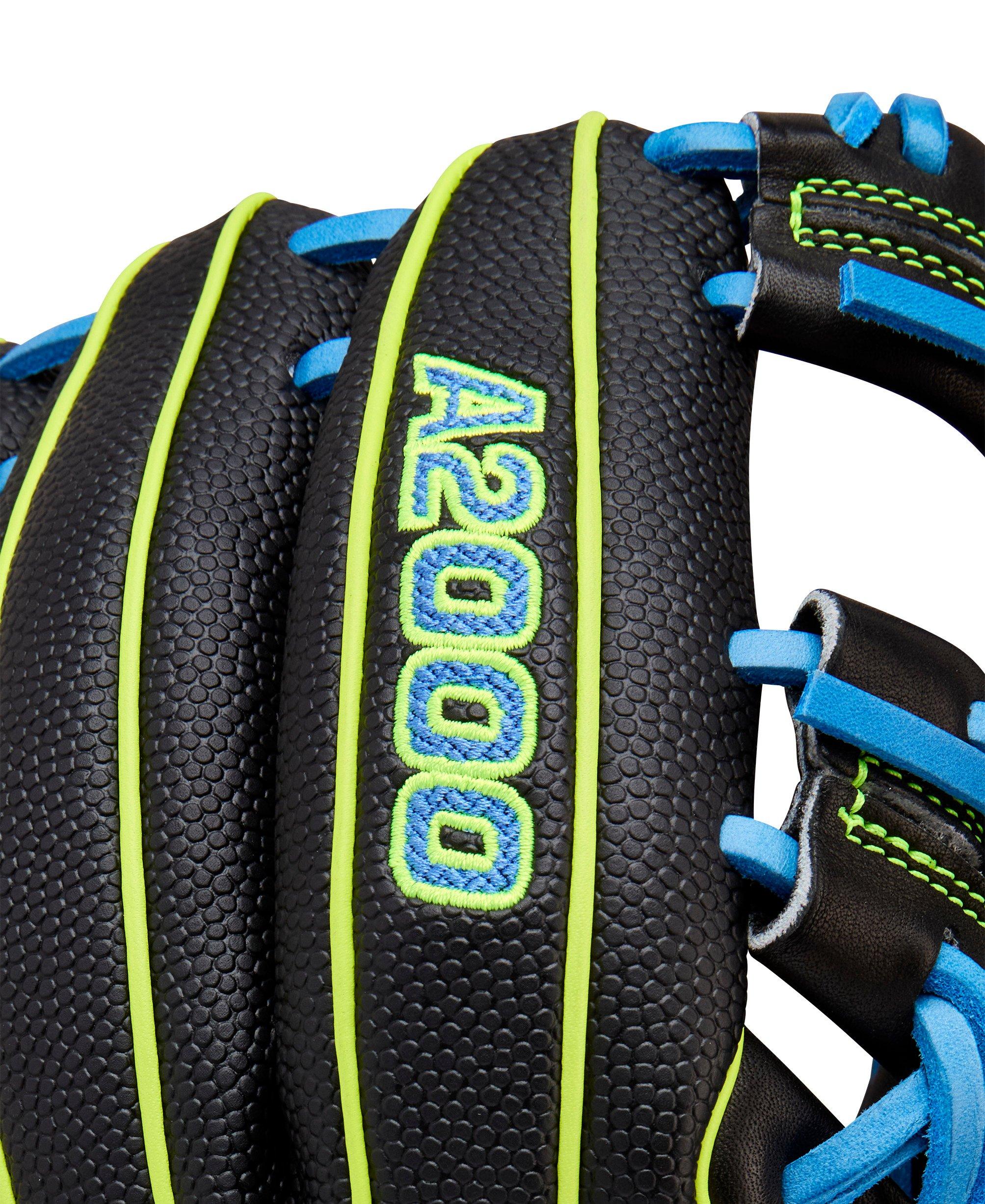 Wilson A2000 PF88SS 11.25” Black/Neon Green/Sky Blue Infield Baseball Glove 2025