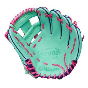 Wilson A2000 DP15SS 11.5” Infield Baseball Glove 2025 - Seafoam/Flamingo/Optic Yellow