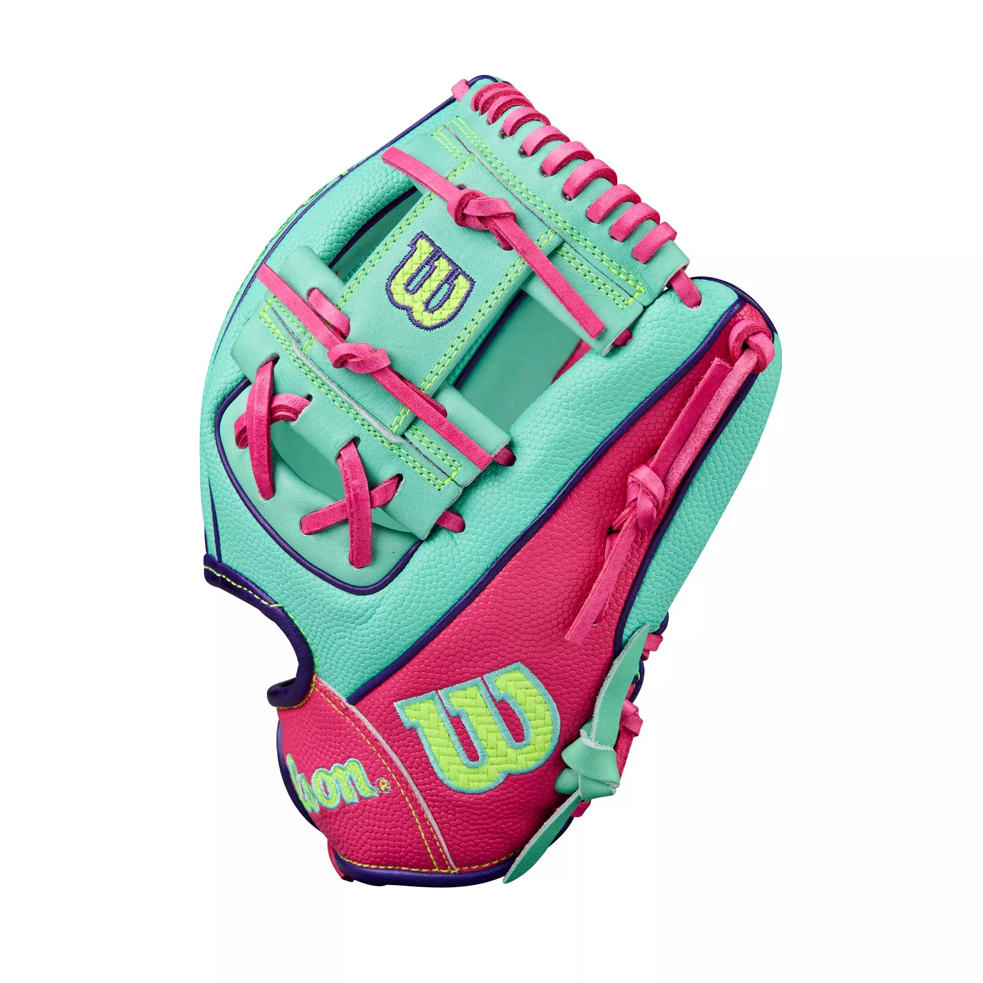 Wilson A2000 DP15SS 11.5” Infield Baseball Glove 2025 - Seafoam/Flamingo/Optic Yellow - TEAL