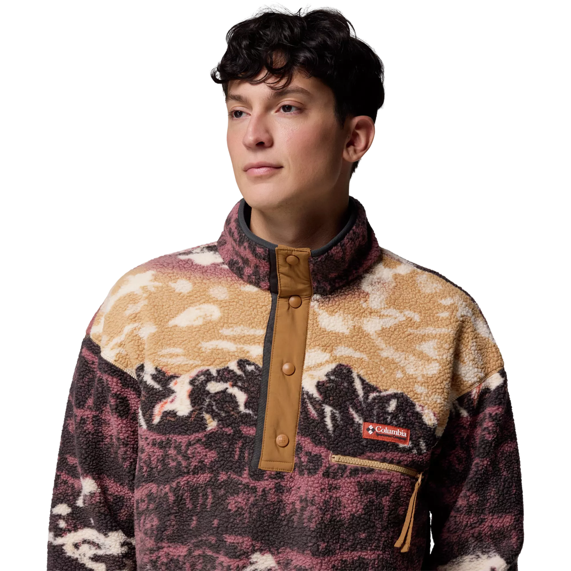 Columbia Men's Helvetia II Printed Half Snap Fleece Pullover - BROWN