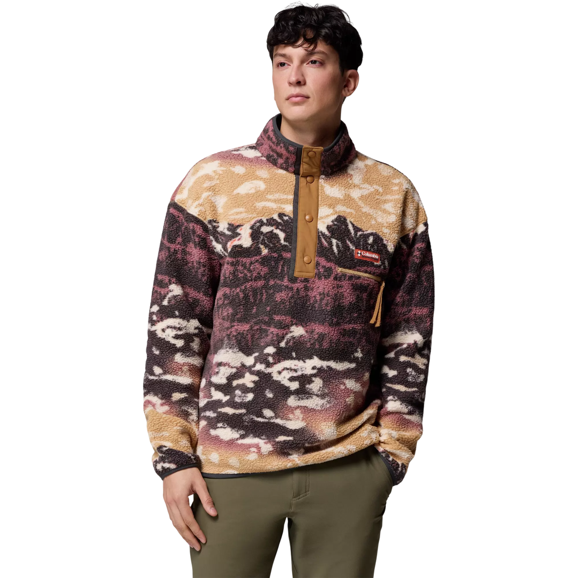 Columbia Men's Helvetia II Printed Half Snap Fleece Pullover - BROWN