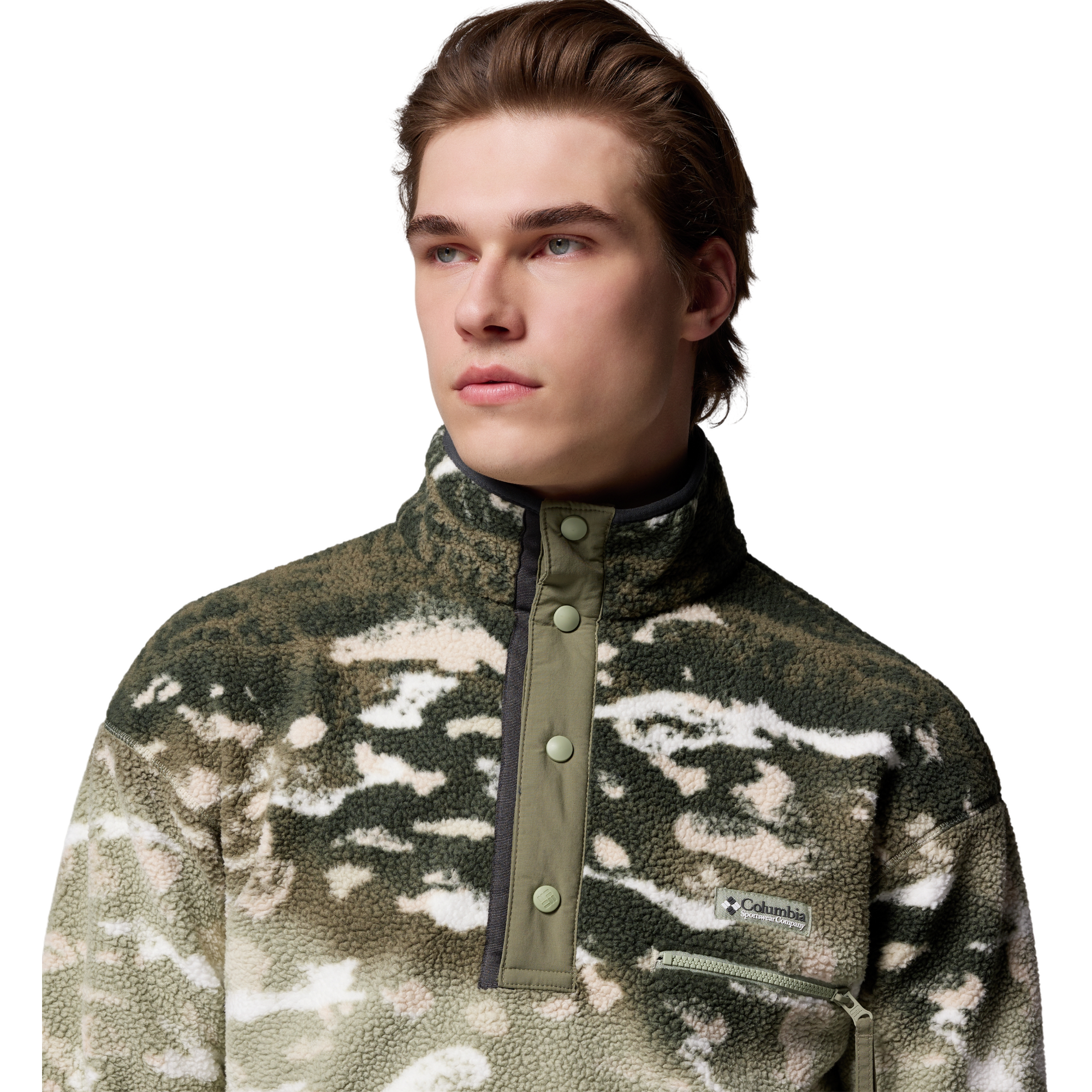 Columbia Men's Helvetia II Printed Half Snap Fleece Pullover-Green - GREEN Thumbnail View 3