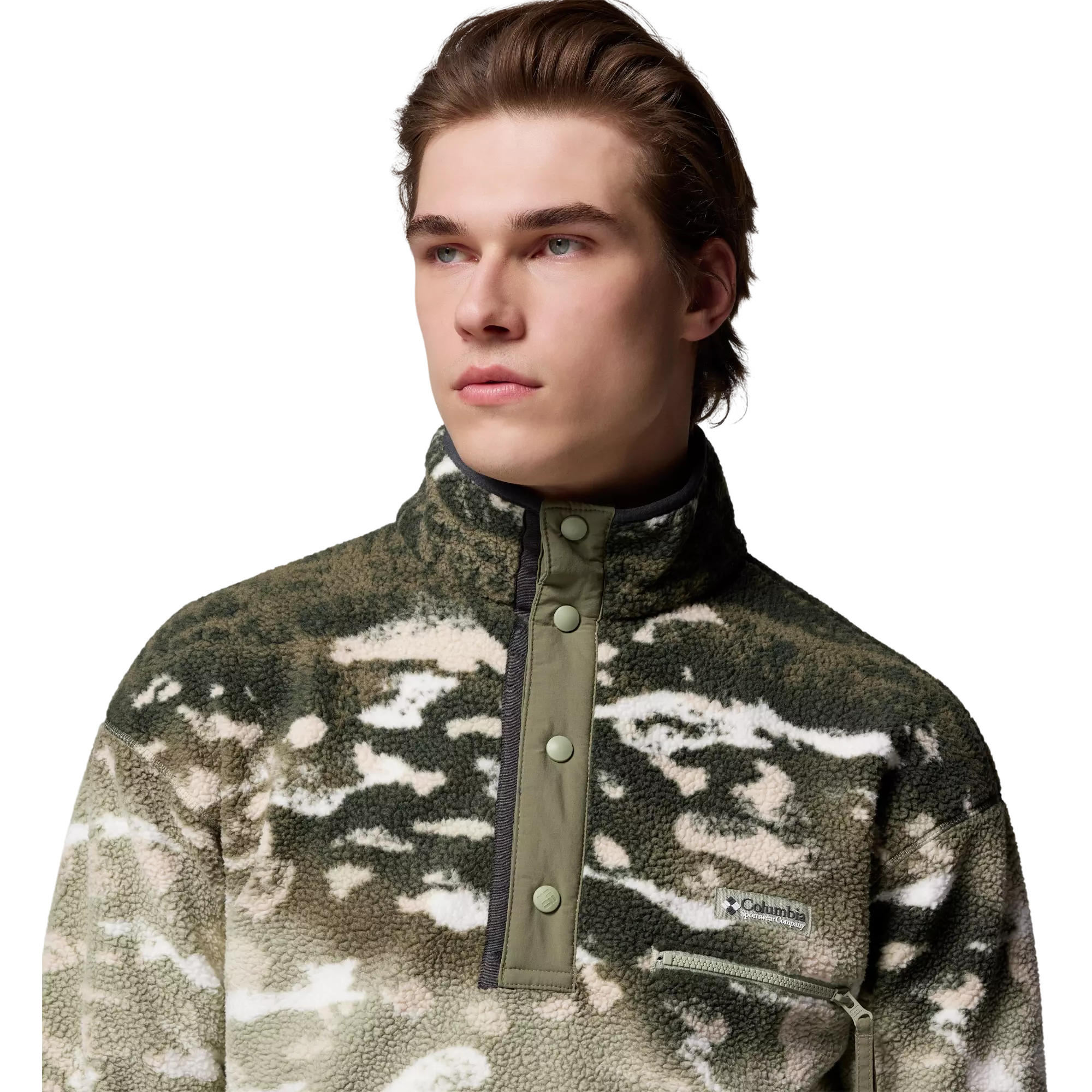 Columbia Men's Helvetia II Printed Half Snap Fleece Pullover-Green - GREEN