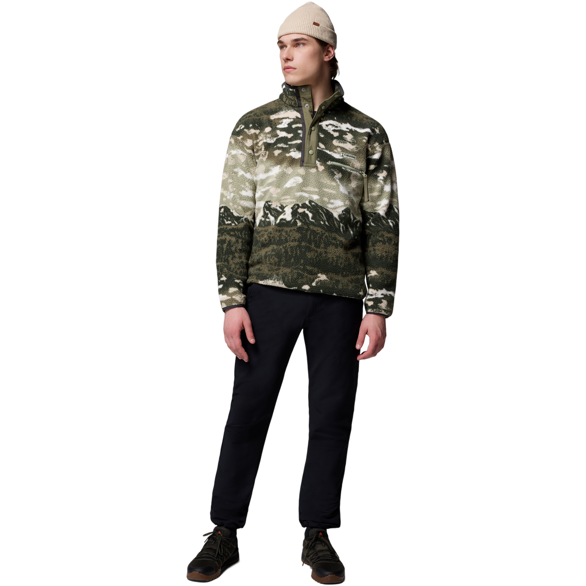 Columbia Men's Helvetia II Printed Half Snap Fleece Pullover-Green - GREEN Thumbnail View 5