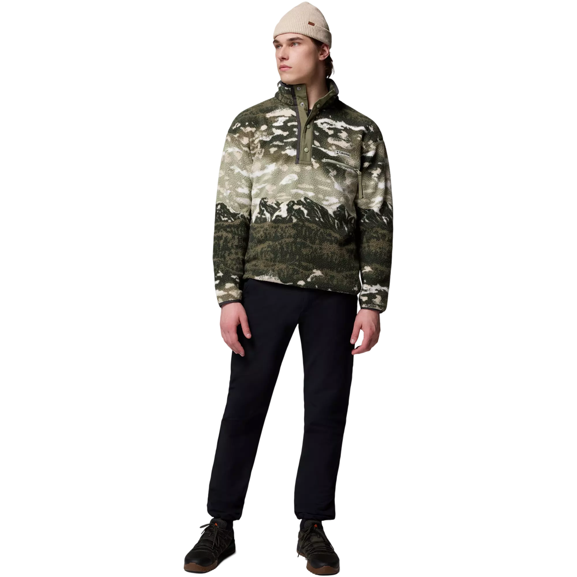 Columbia Men's Helvetia II Printed Half Snap Fleece Pullover-Green - GREEN