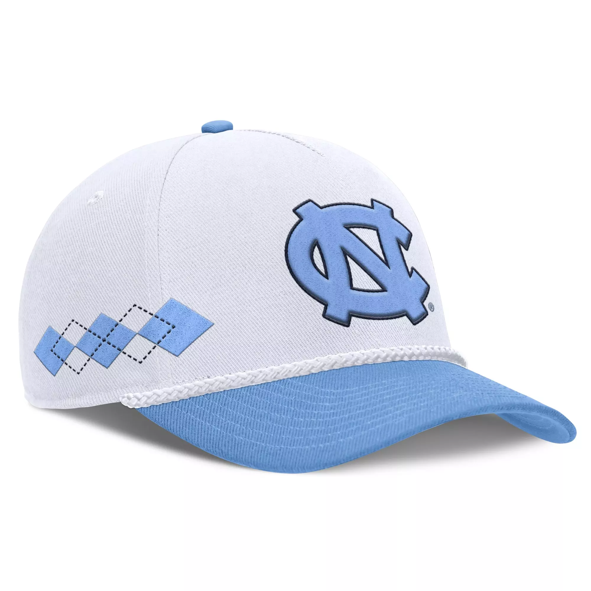 47 University of North Carolina Tar Heels Argyle Adjustable Hat - White/Light Blue - WHITE/LT BLUE