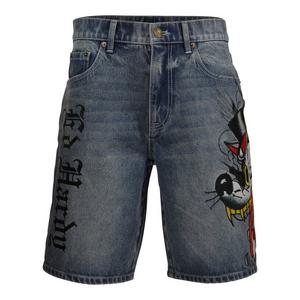 Ed Hardy Men's Crouching Panther Skater Denim Shorts