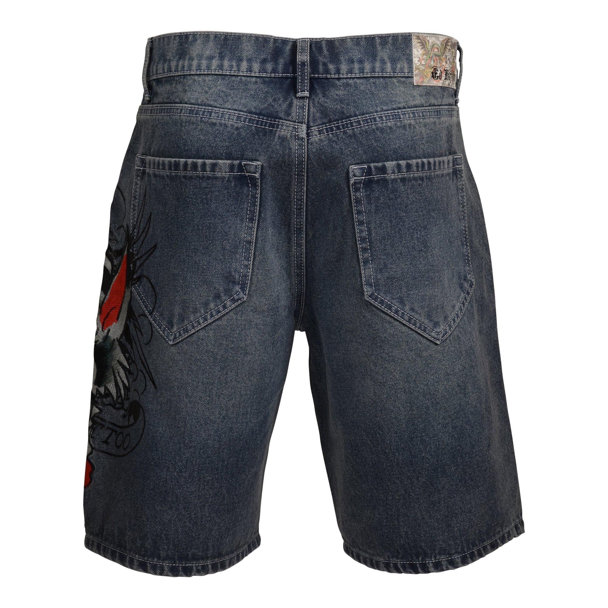 Ed Hardy Men's Crouching Panther Skater Denim Shorts - DENIM Thumbnail View 2