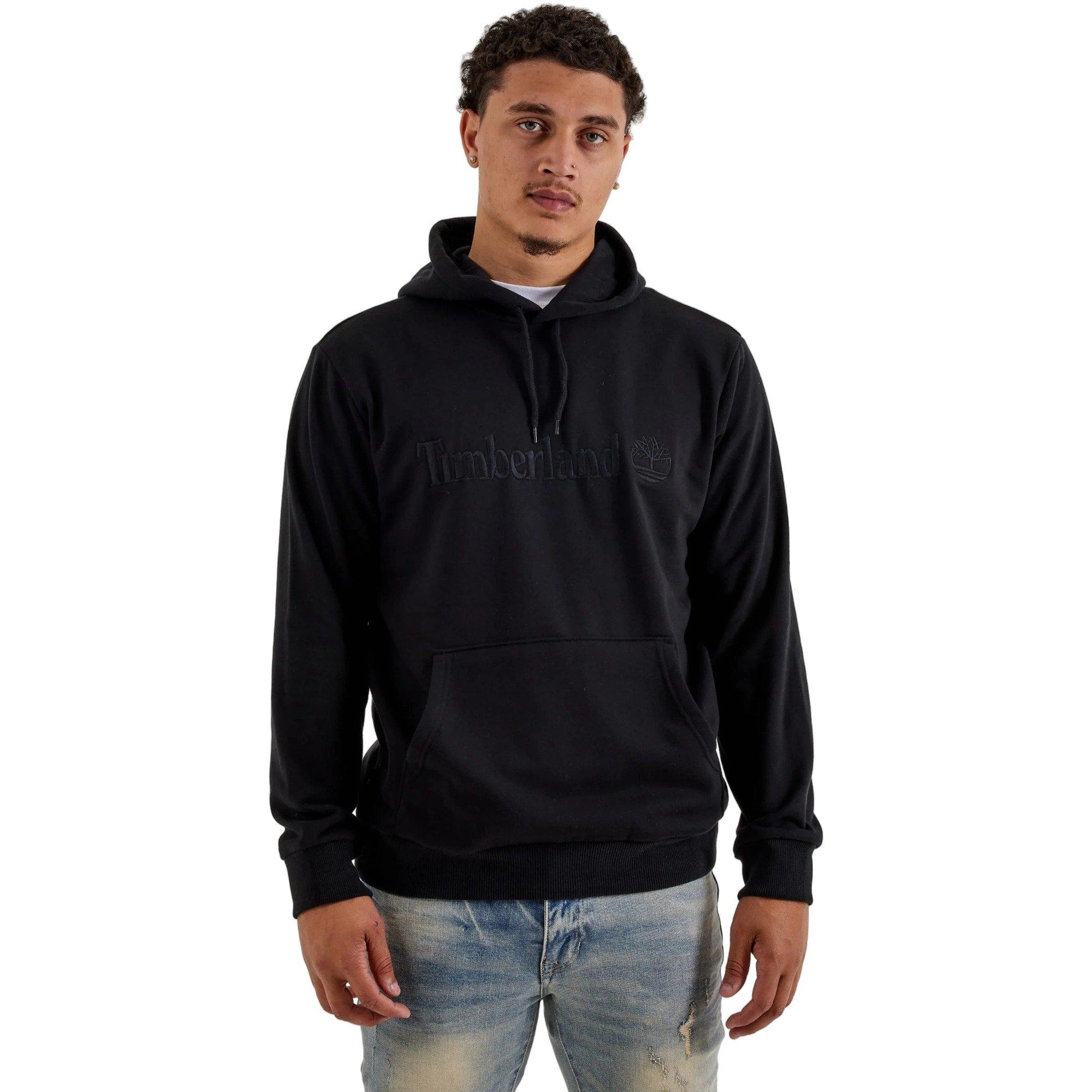 Timberland Men's Embroidered Logo Fleece Hoodie - BLACK Thumbnail View 1