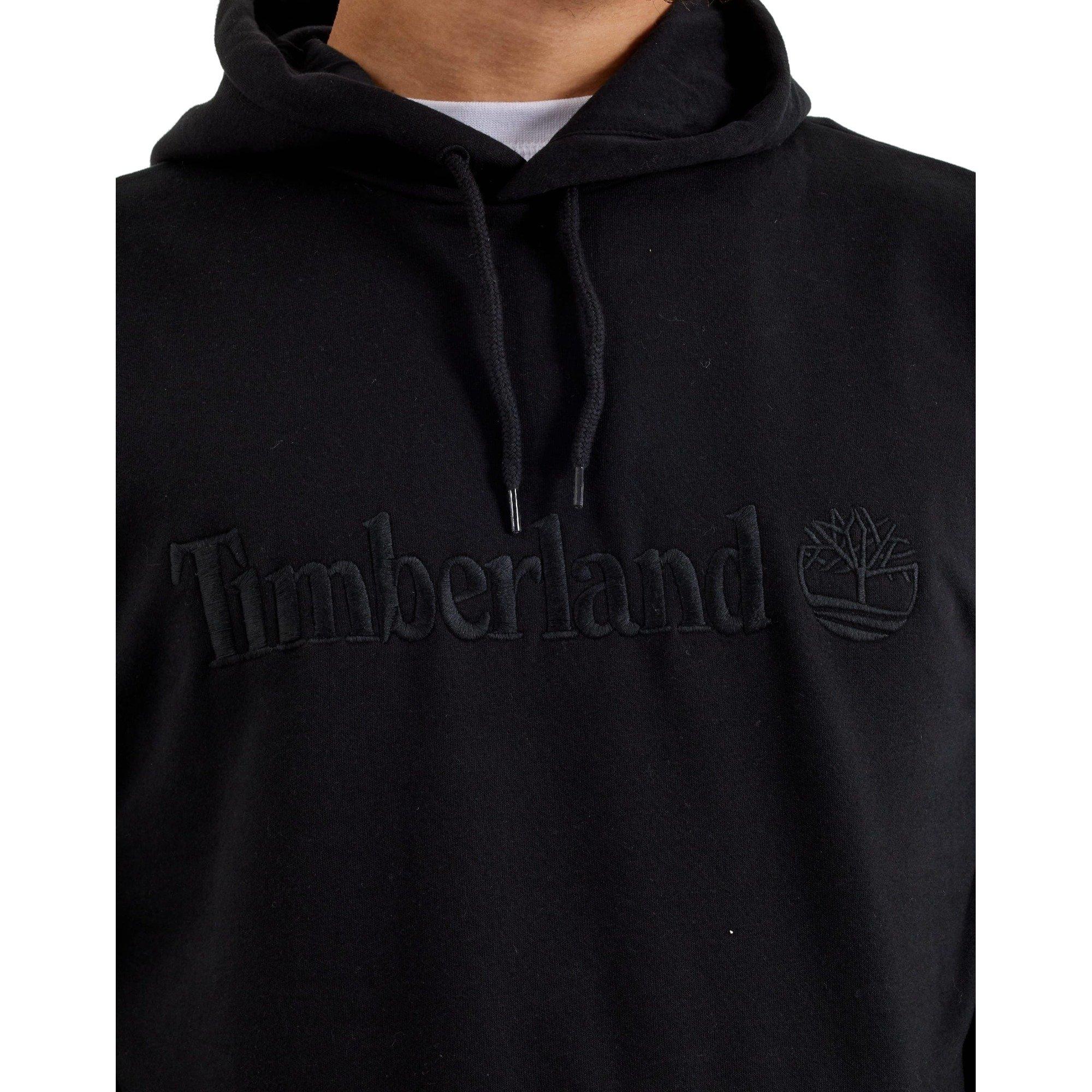 Timberland Men's Embroidered Logo Fleece Hoodie - BLACK Thumbnail View 3