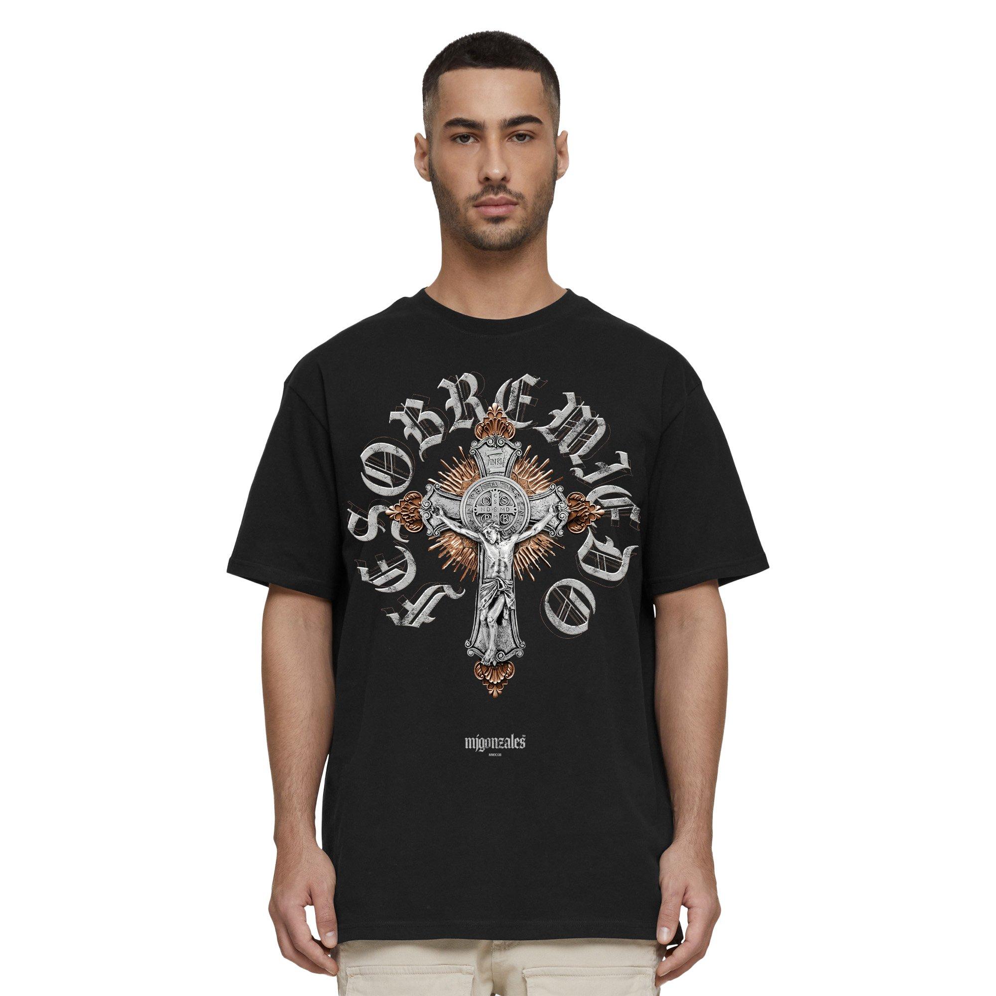 MJ Gonzalez Men's Fe Sobre Miedo Cross Tee - Black - BLACK Thumbnail View 1