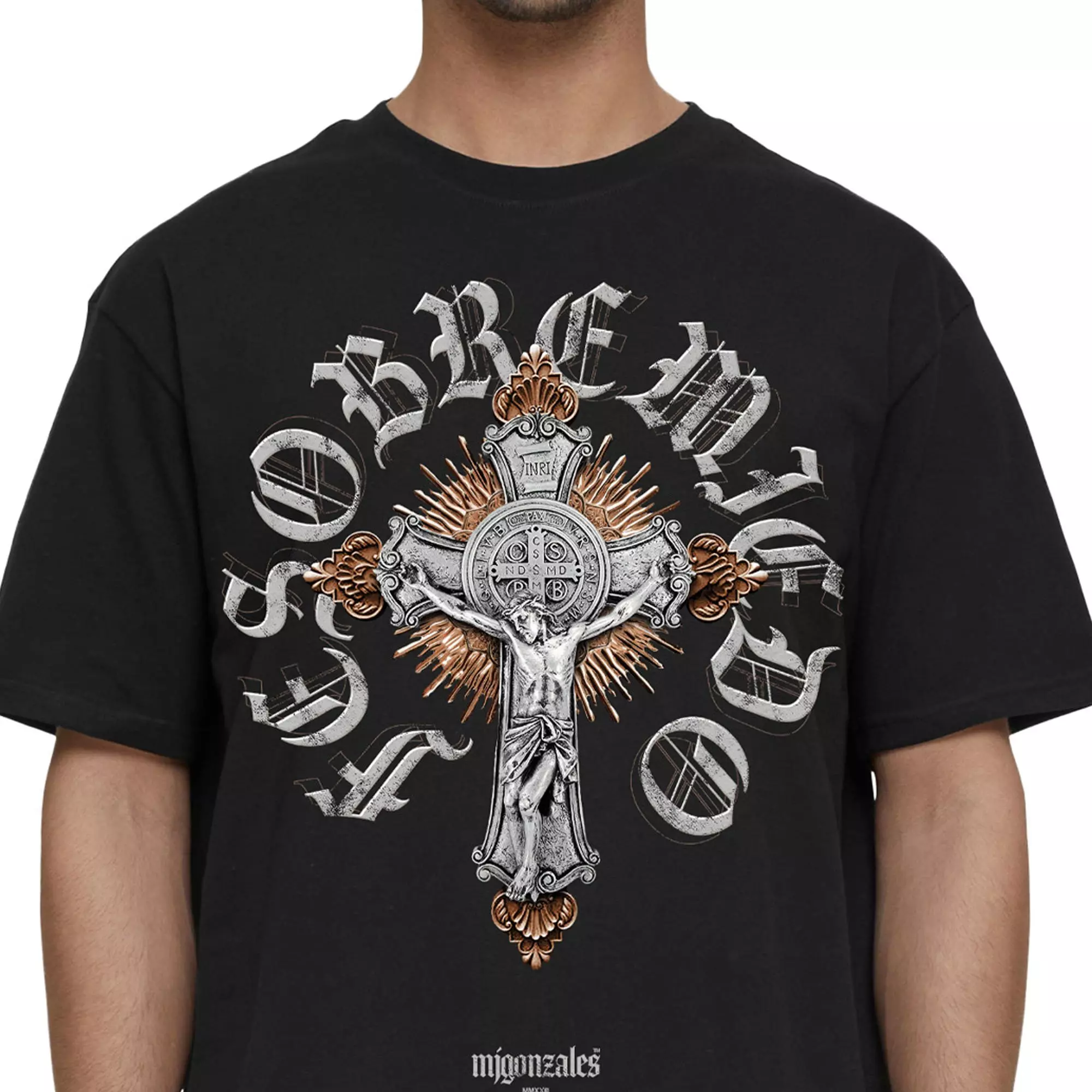 MJ Gonzalez Men's Fe Sobre Miedo Cross Tee - Black - BLACK