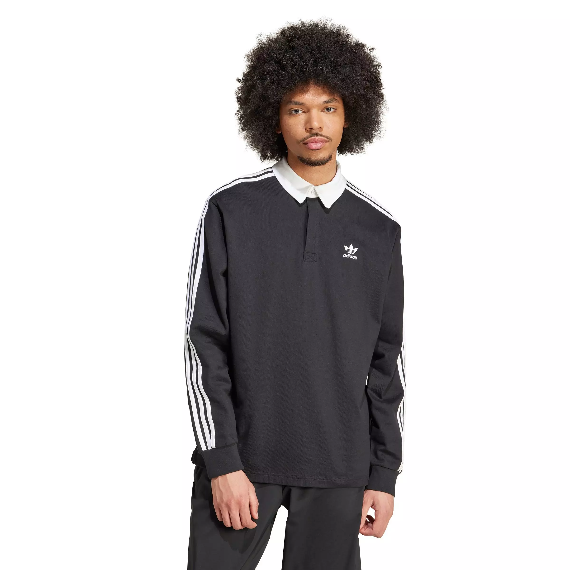adidas Originals Men's Adicolor Rugby Shirt - BLACK/WHITE