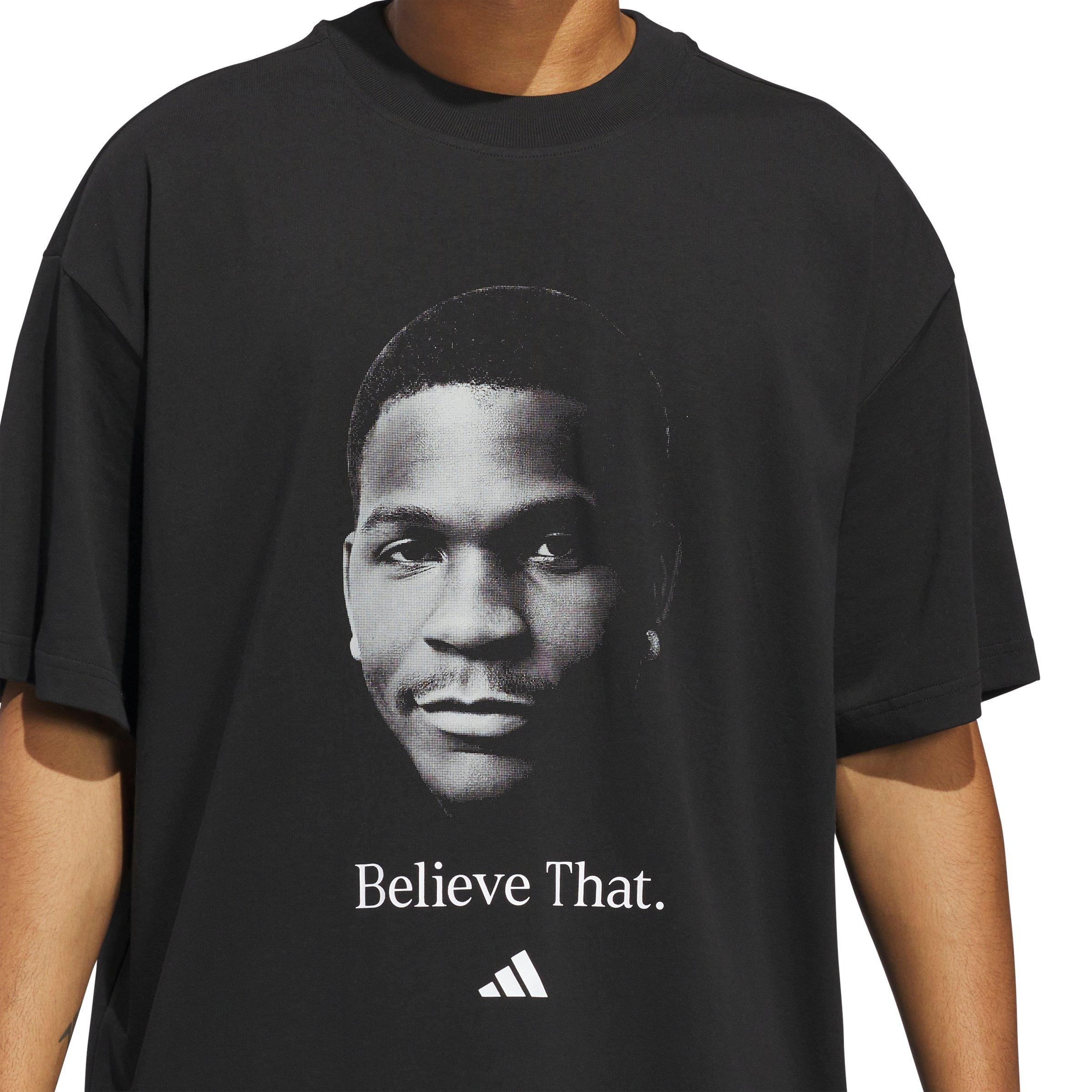adidas Men's Anthony Edwards Believe That Tee - Black - BLACK Thumbnail View 3