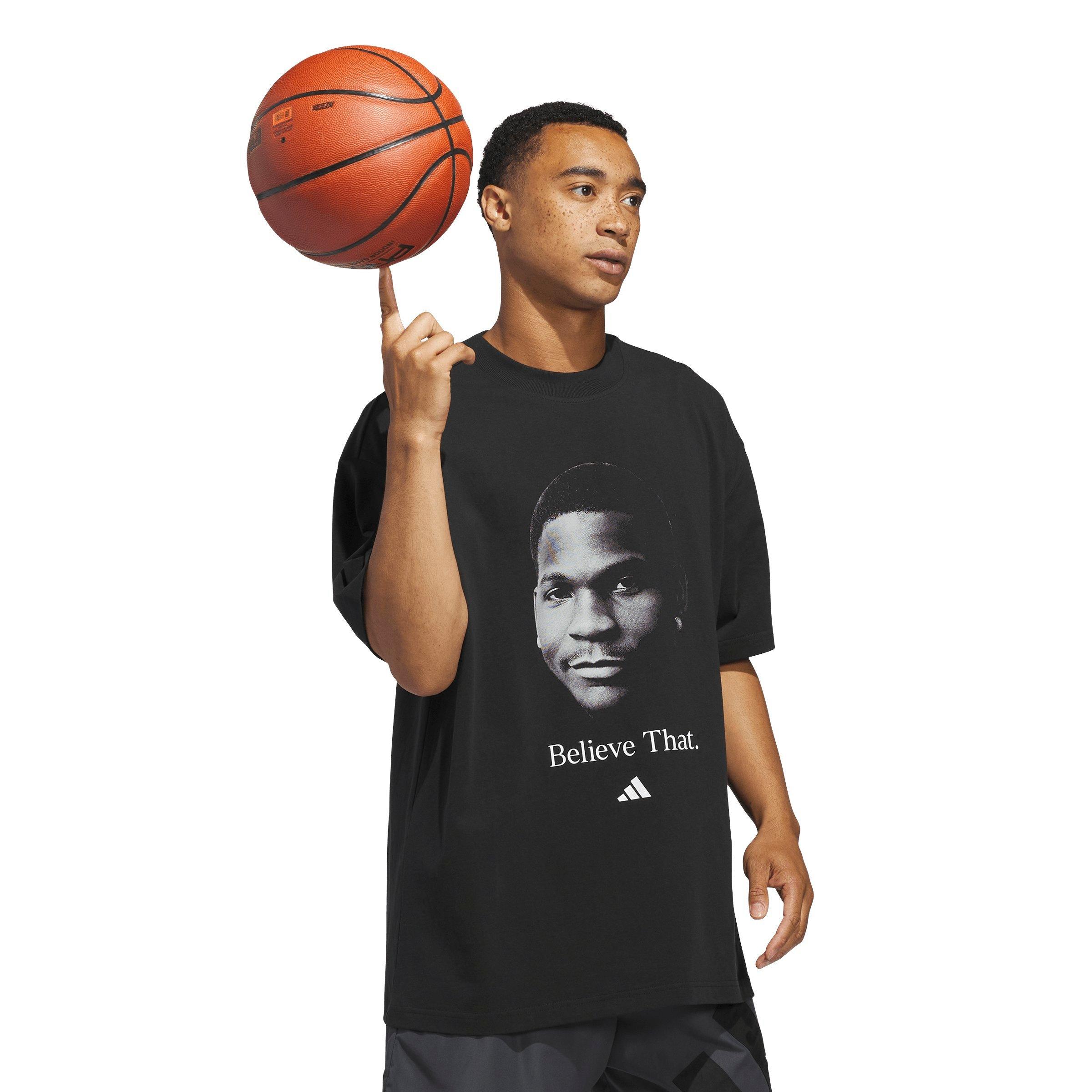 adidas Men's Anthony Edwards Believe That Tee - BLACK Thumbnail View 5