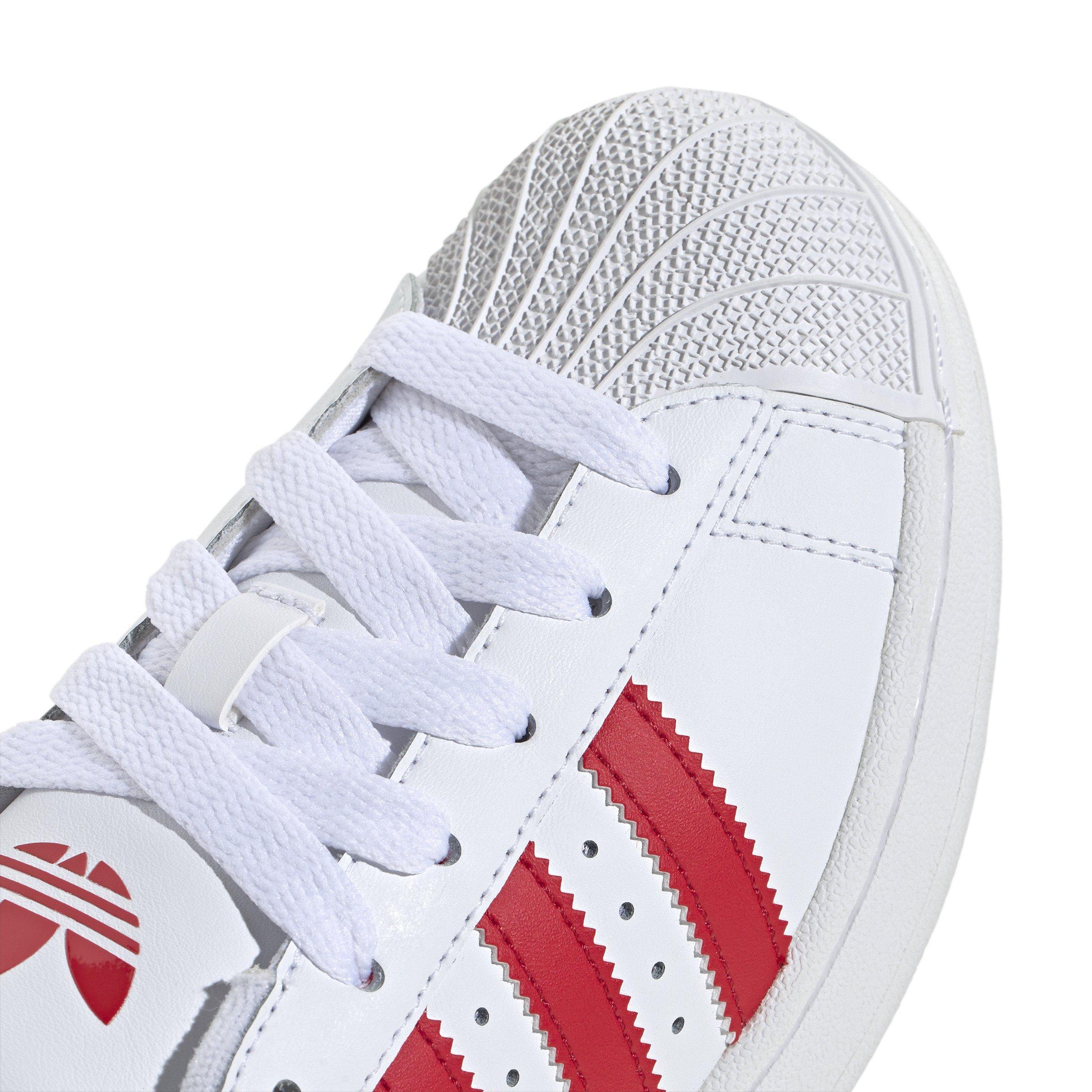 adidas Originals Superstar II "White/Better Scarlet" Grade School Boys' Shoe - WHITE/RED Thumbnail View 3