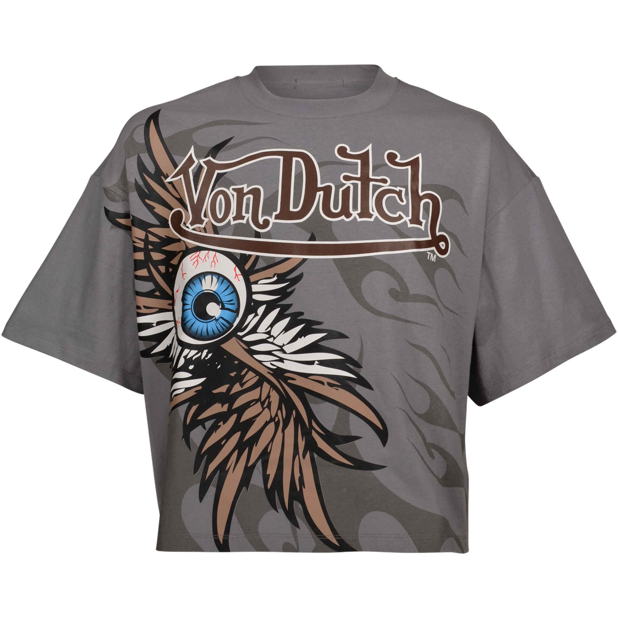 Von Dutch Men's Skyrocket Crop Tee - Grey - GREY Thumbnail View 1