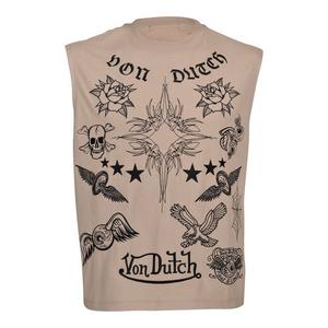 Von Dutch Men's Embellish Tattoo Ancient Scroll Muscle Shirt