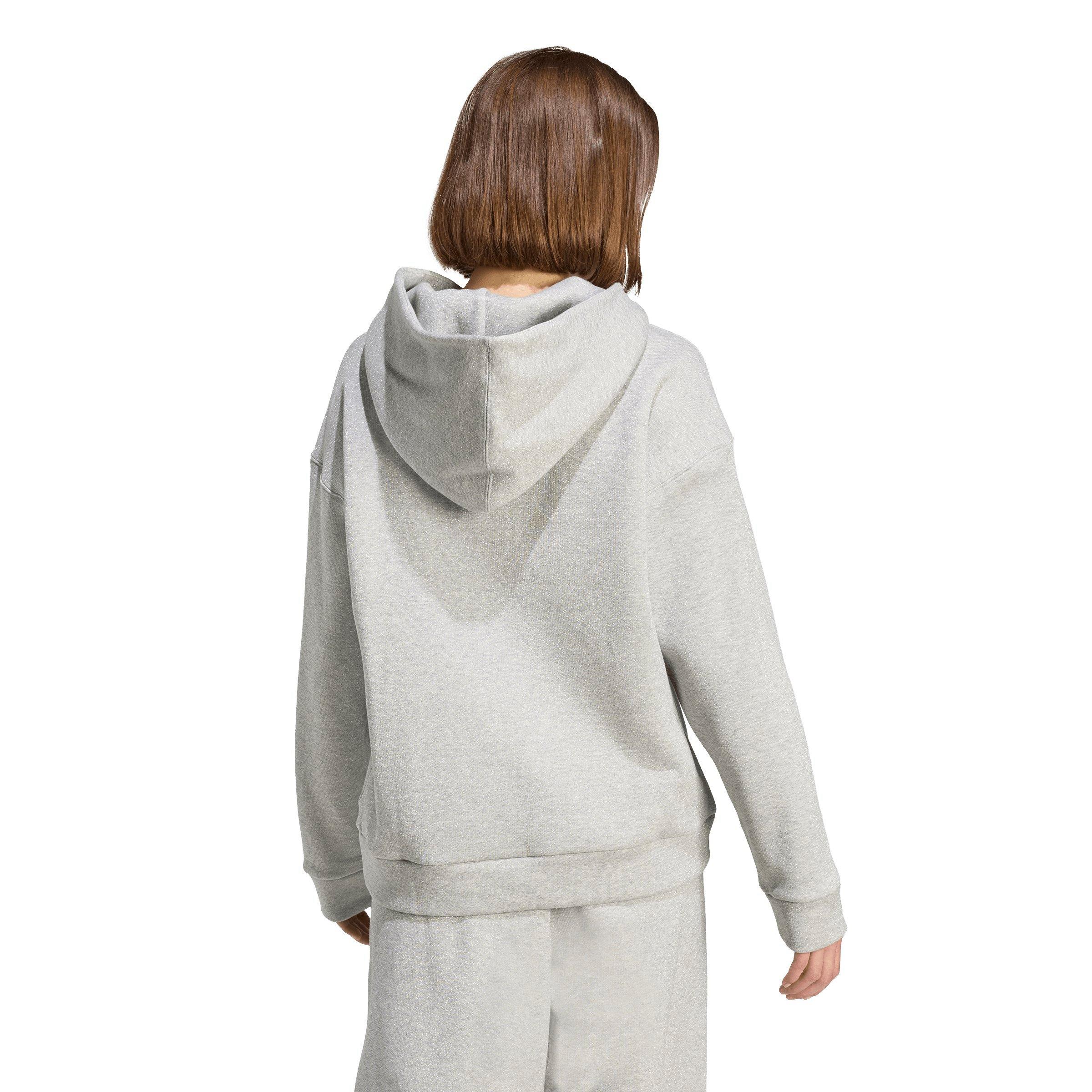 adidas Women's ALL SZN Glittler Fleece Loose Hoodie - GREY Thumbnail View 2