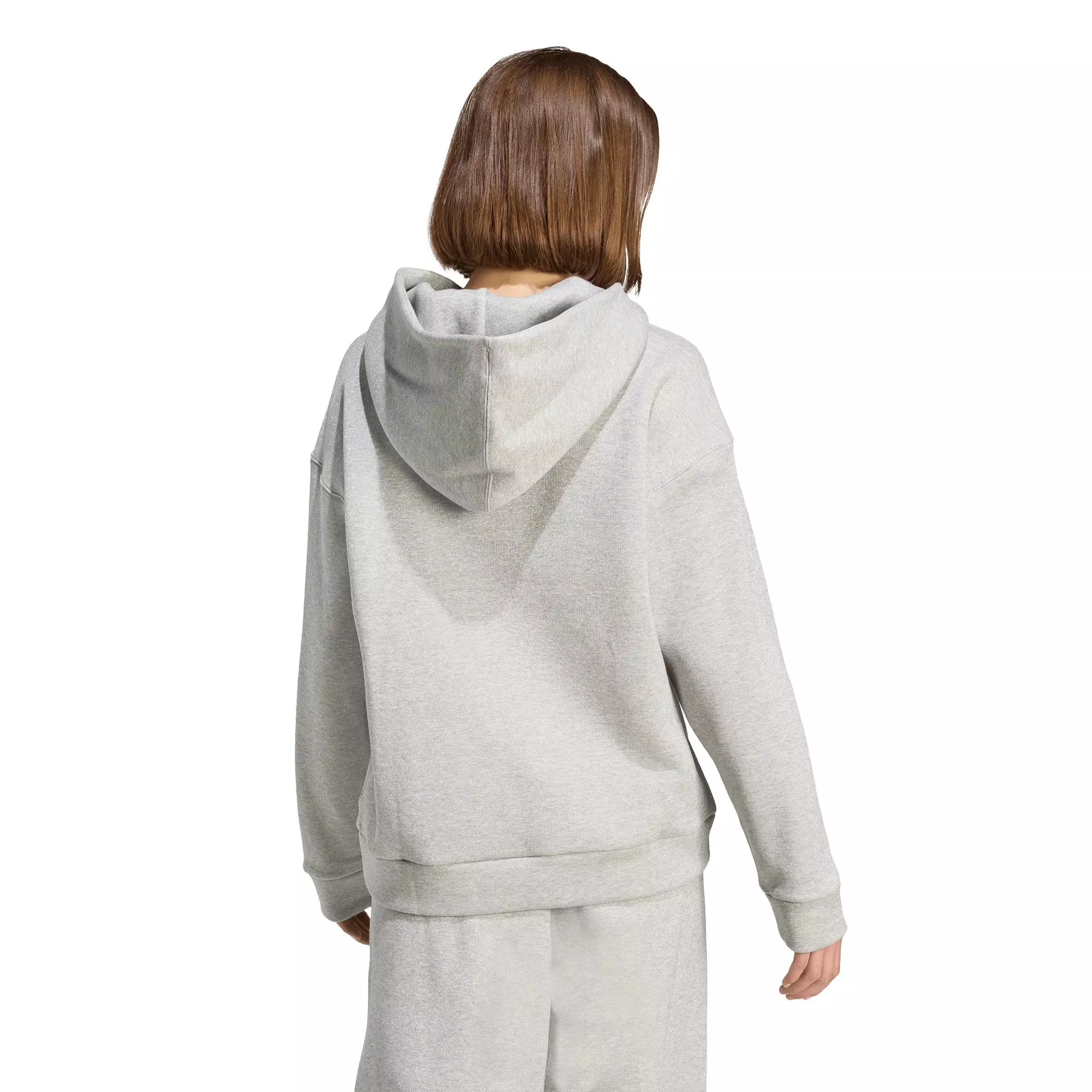adidas Women's ALL SZN Glittler Fleece Loose Hoodie - GREY