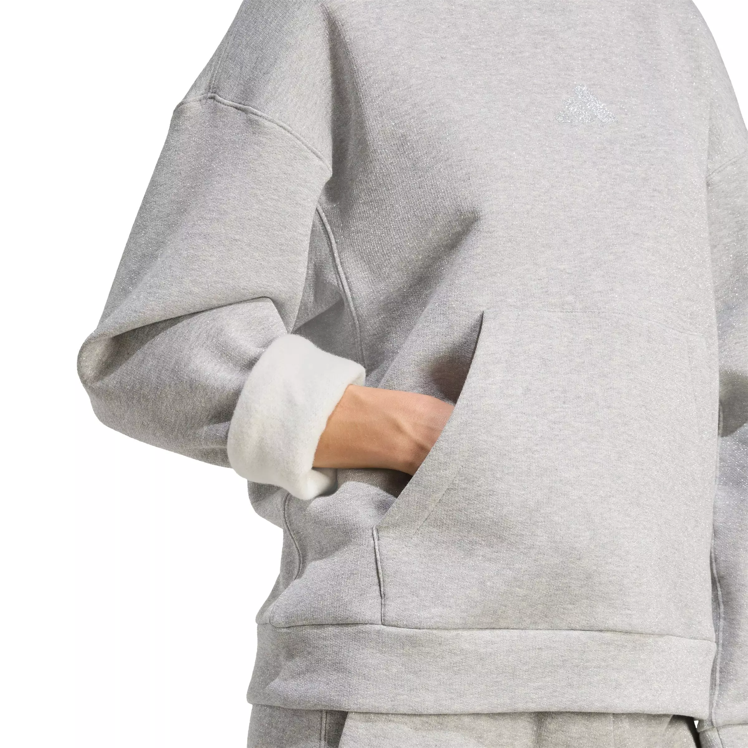 adidas Women's ALL SZN Glittler Fleece Loose Hoodie - GREY