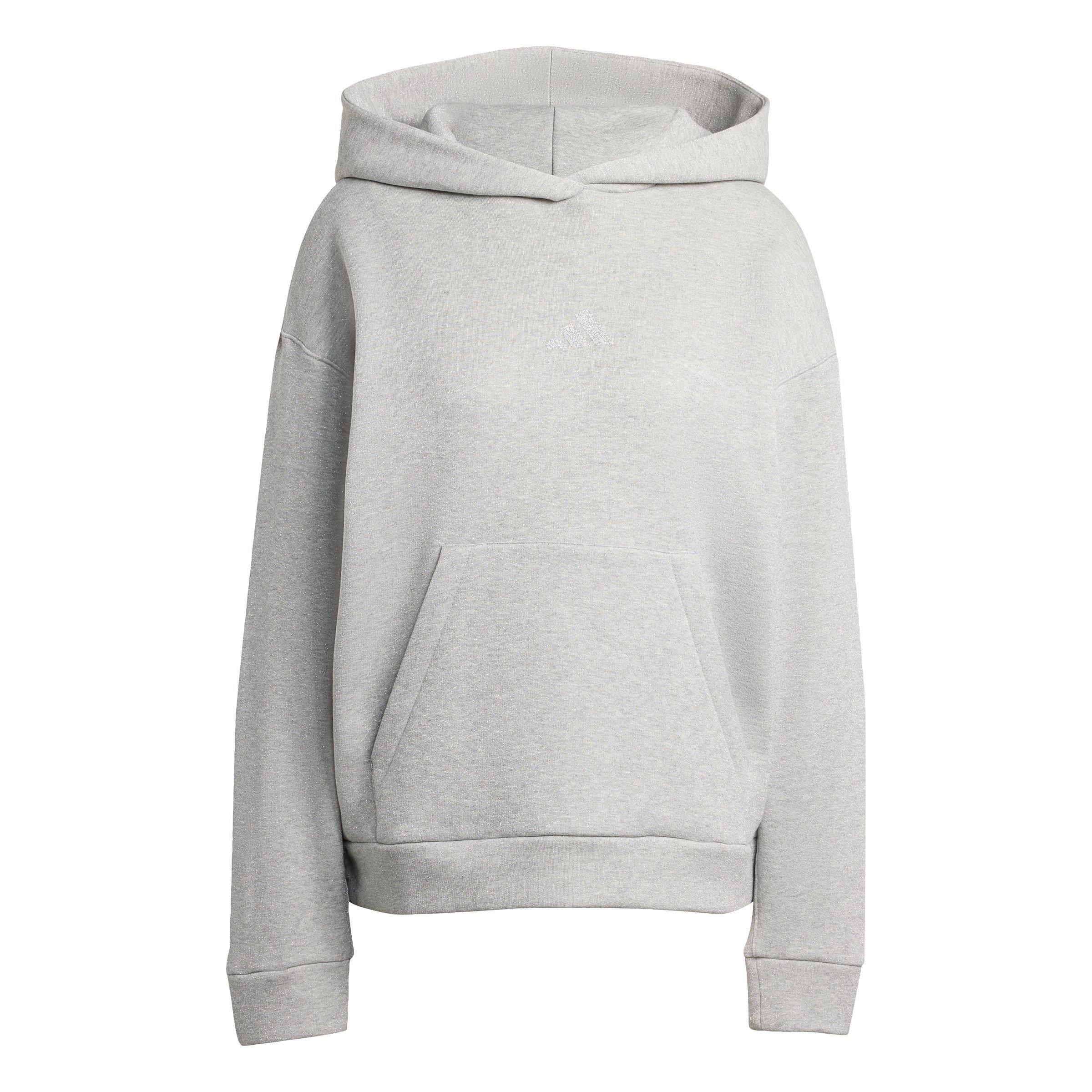 adidas Women's ALL SZN Glittler Fleece Loose Hoodie - GREY Thumbnail View 6