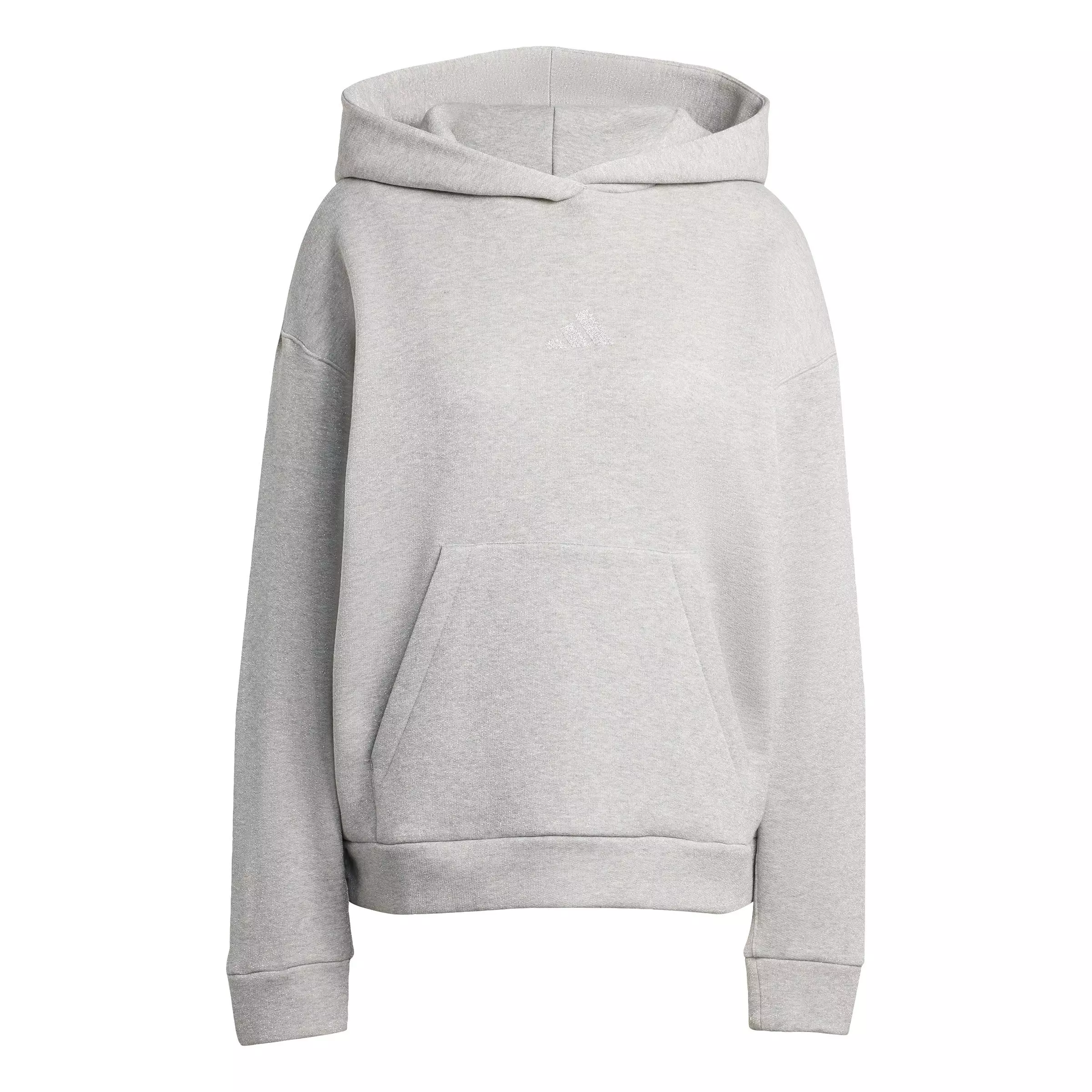 adidas Women's ALL SZN Glittler Fleece Loose Hoodie - GREY