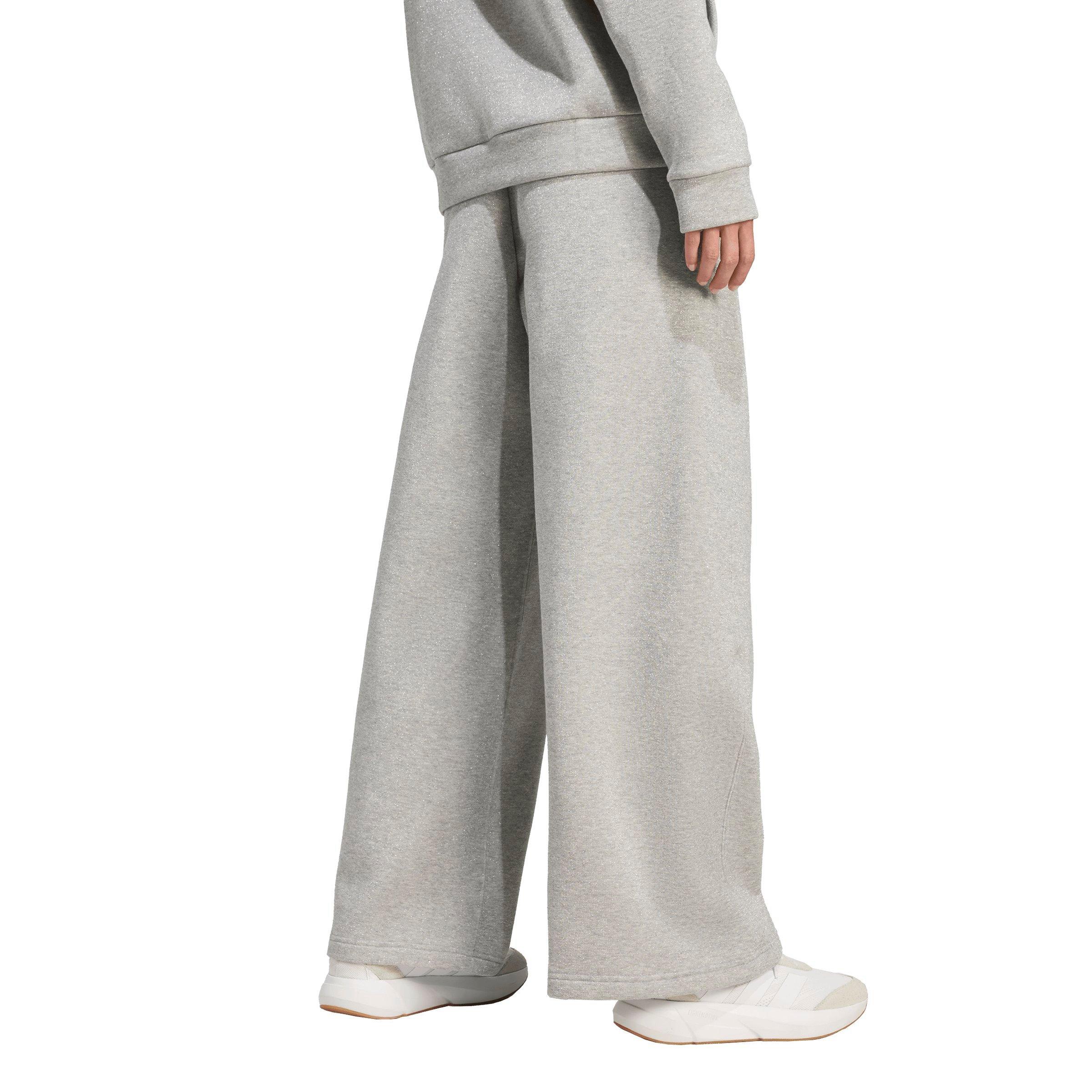 adidas Women's ALL SZN Holiday Glitter Fleece Loose Joggers - Grey - GREY Thumbnail View 2