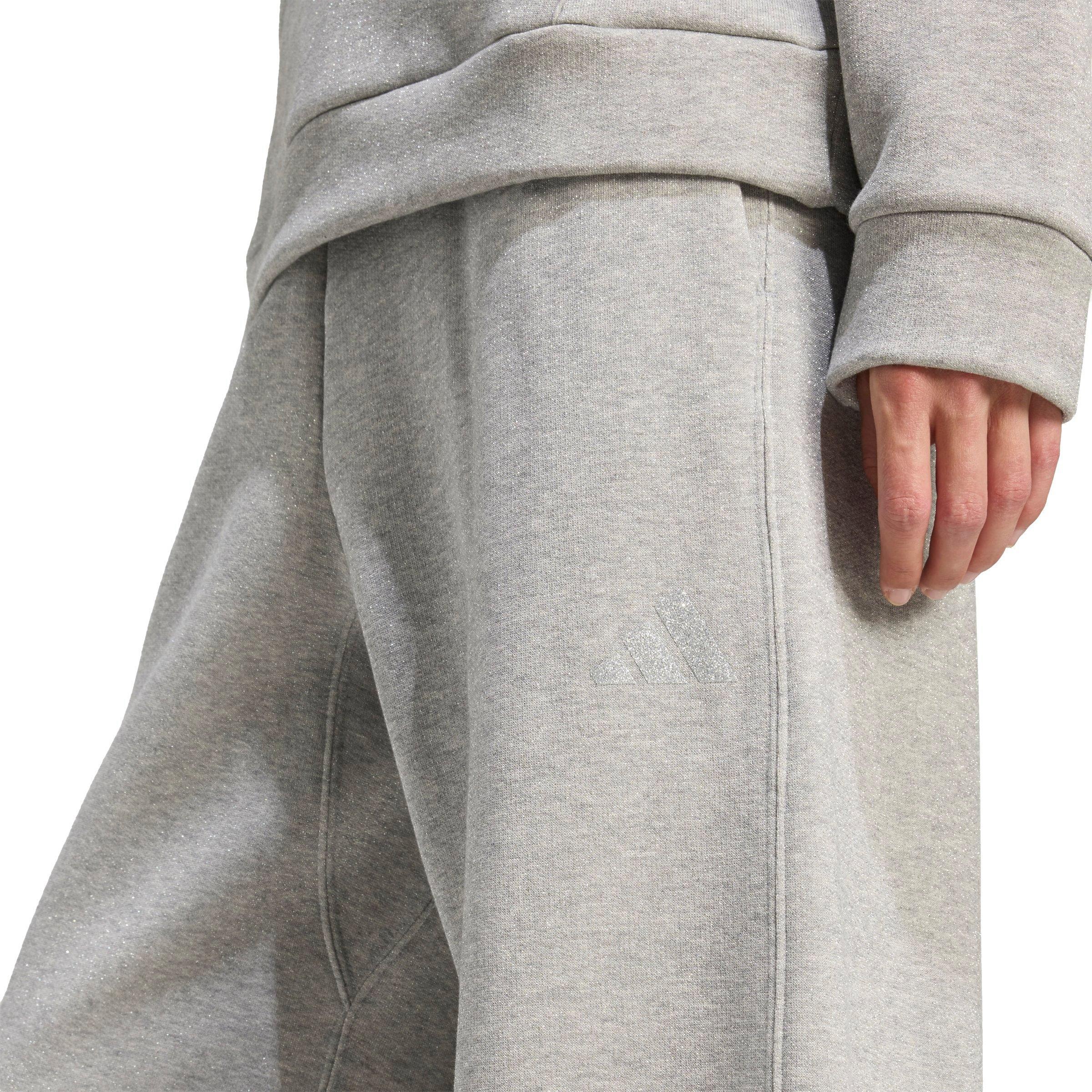 adidas Women's ALL SZN Holiday Glitter Fleece Loose Joggers - Grey - GREY Thumbnail View 3