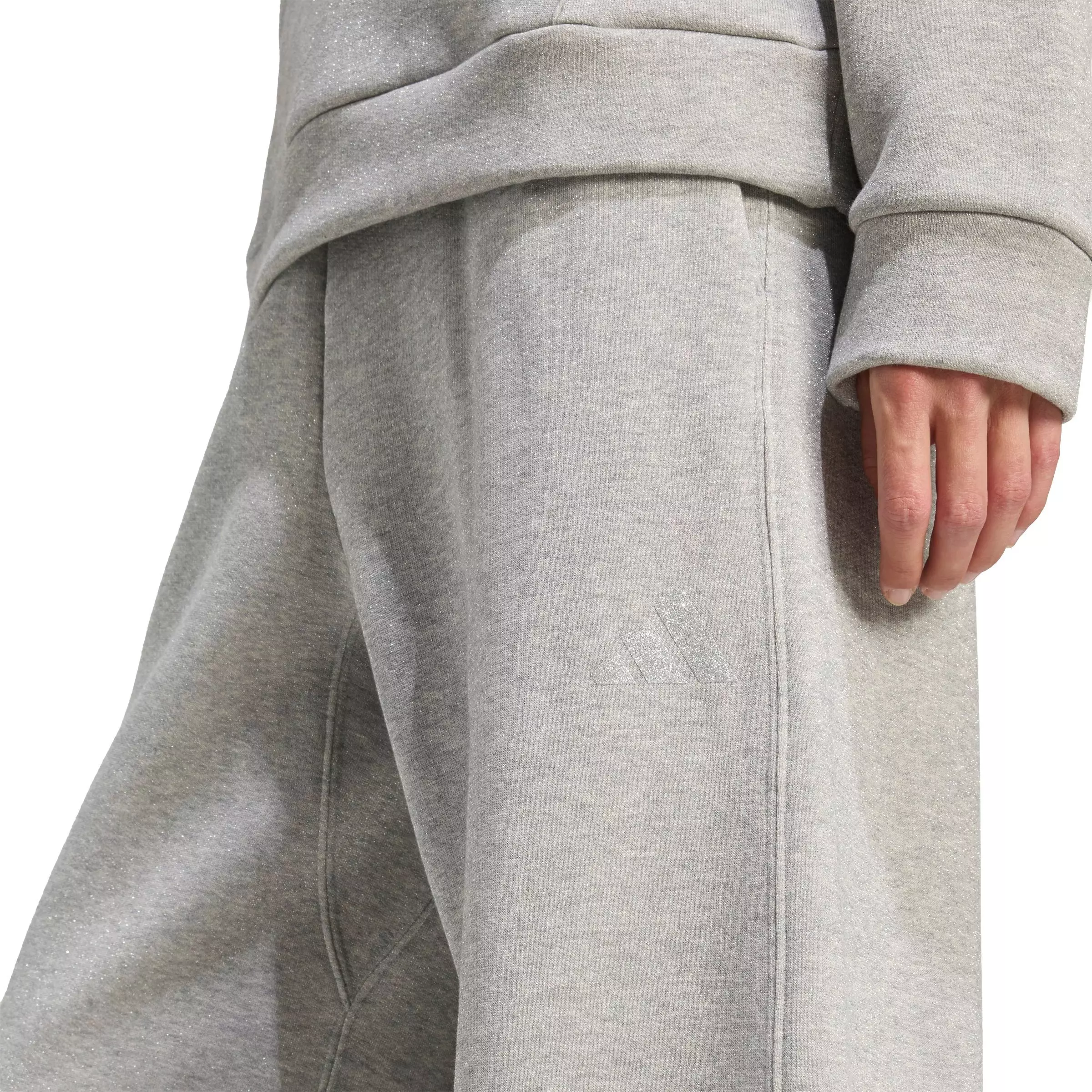 adidas Women's ALL SZN Holiday Glitter Fleece Loose Joggers - Grey - GREY