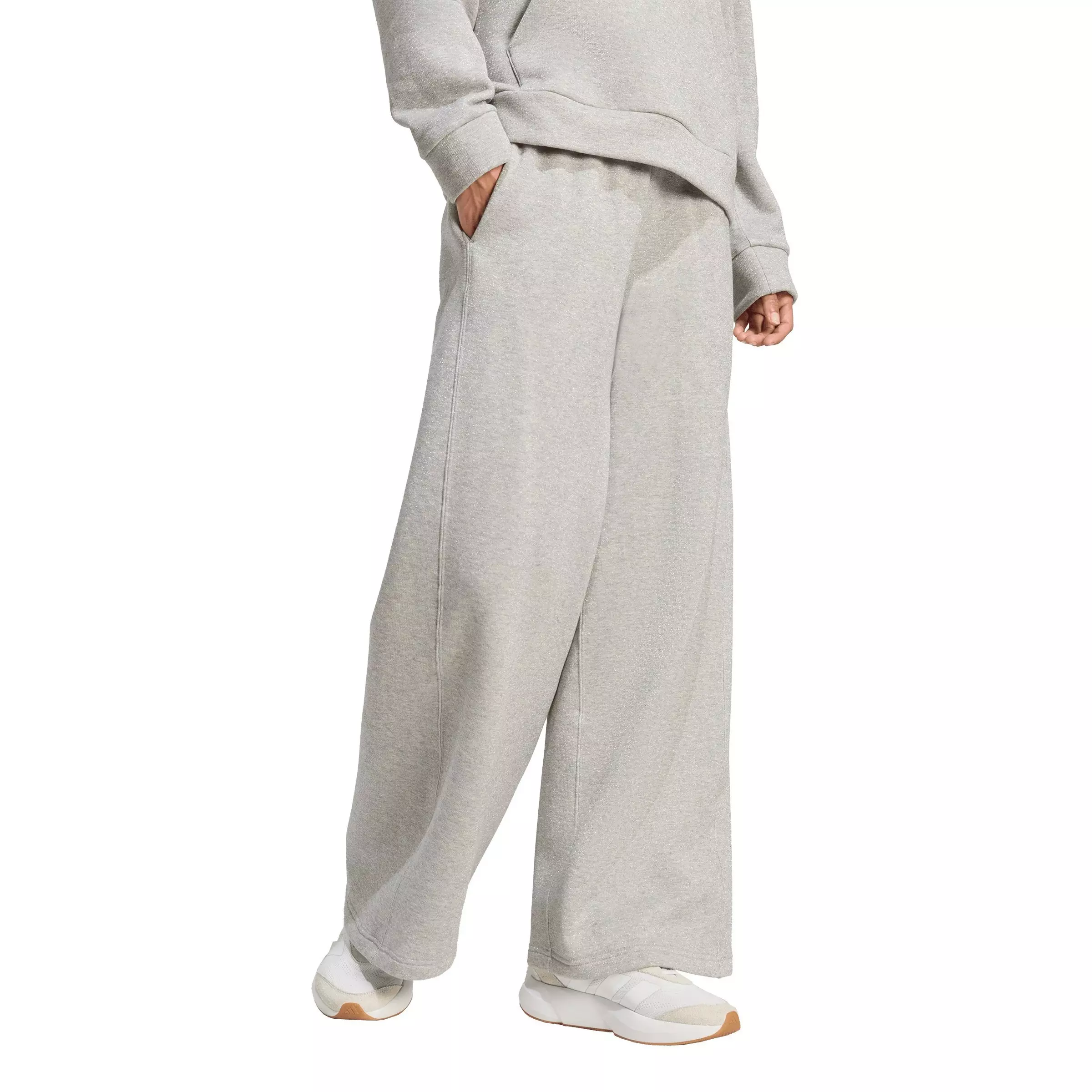 adidas Women's ALL SZN Holiday Glitter Fleece Loose Joggers - Grey - GREY