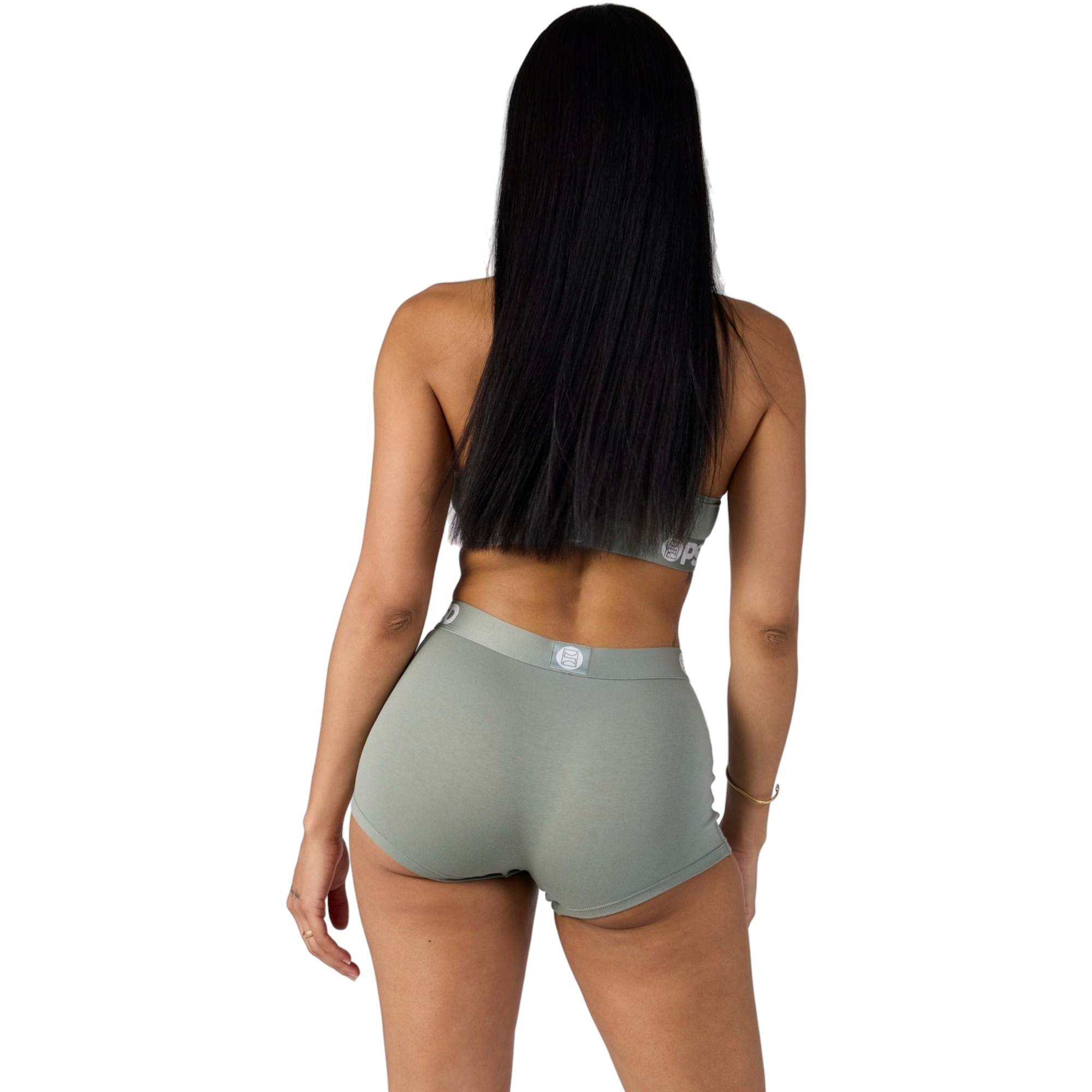 PSD Women's Modal Solids Boy Shorts - OLIVE/WHITE Thumbnail View 2