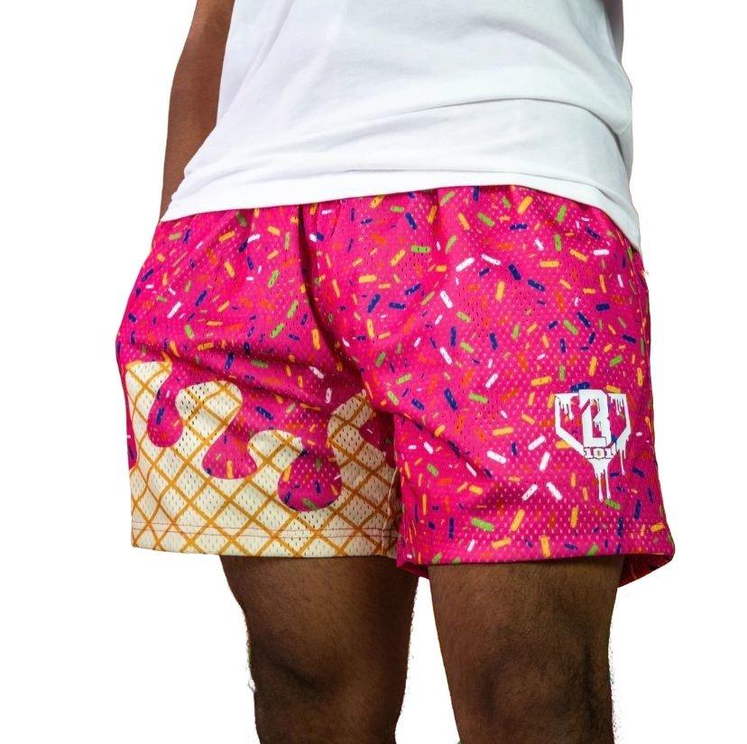 Baseball Lifestyle 101 Men's Ice Cream Shorts - Strawberry - PINK Thumbnail View 2