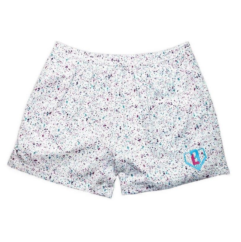 Baseball Lifestyle 101 Men's Splatter Shorts - WHITE/LT BLUE Thumbnail View 1