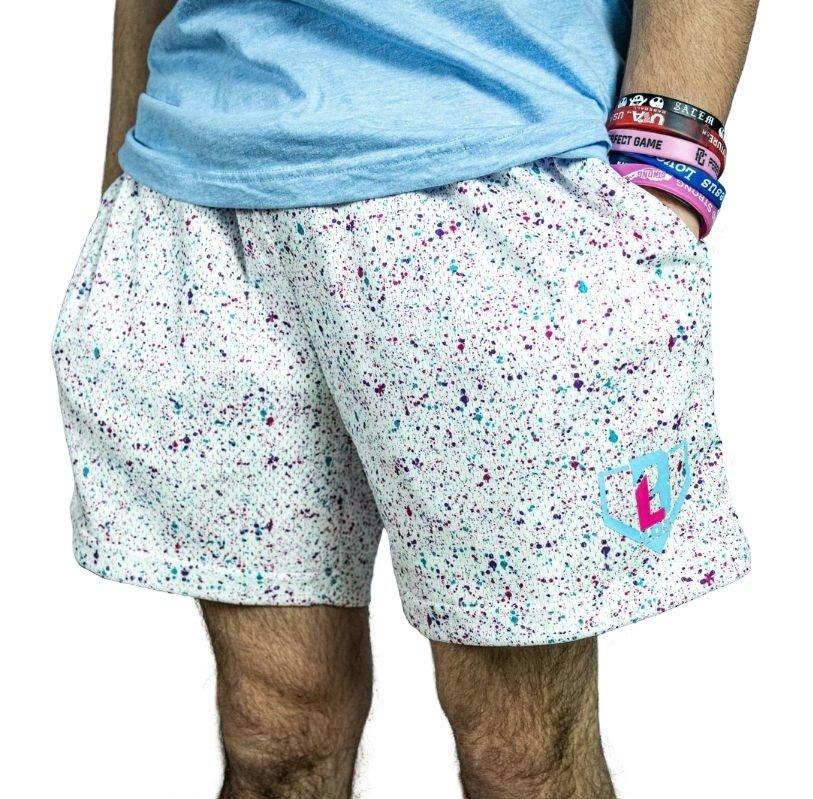 Baseball Lifestyle 101 Men's Splatter Shorts - WHITE/LT BLUE Thumbnail View 2