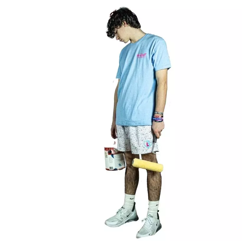 Baseball Lifestyle 101 Men's Splatter Shorts - WHITE/LT BLUE