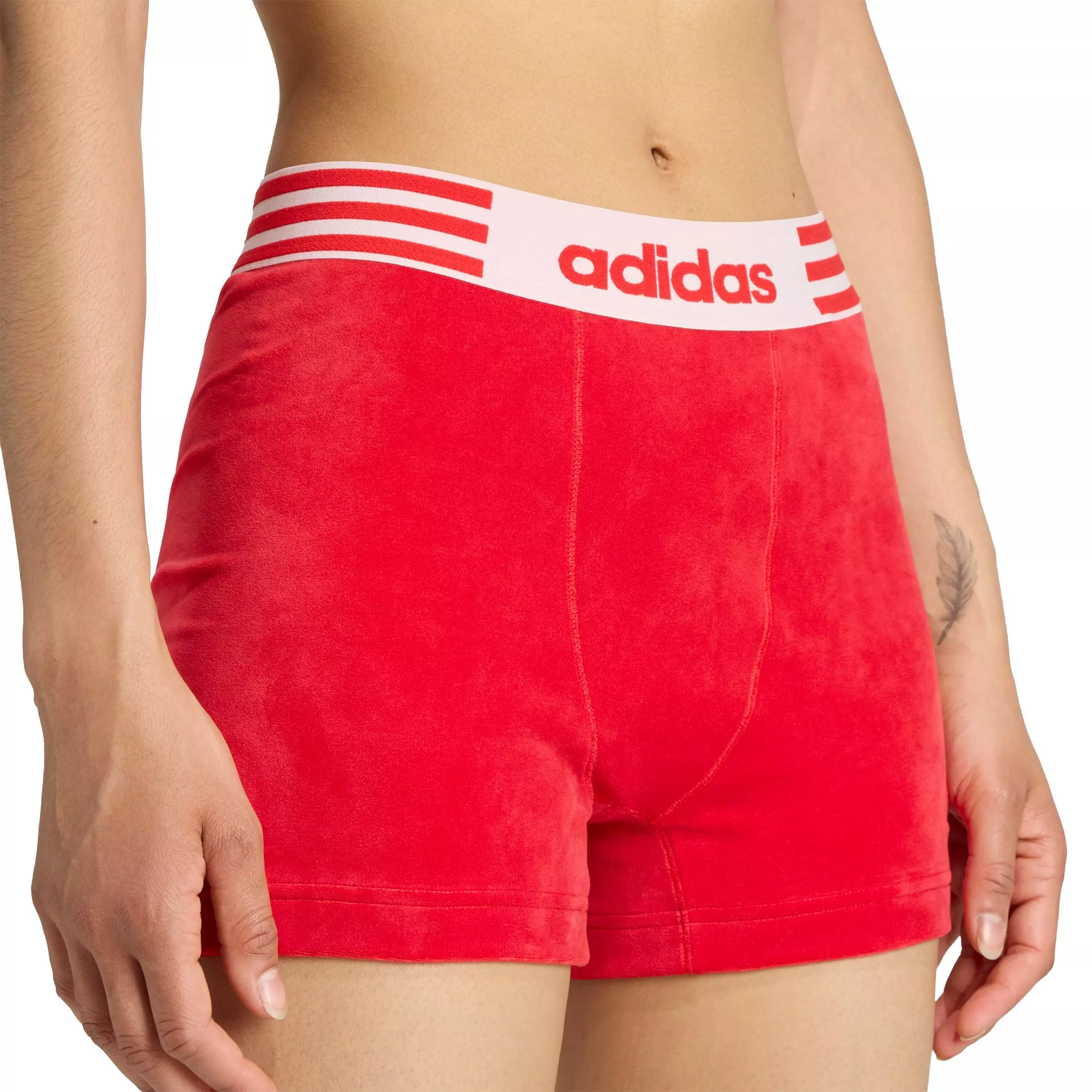 adidas Originals Women's Winterized Booty Shorts-Red - RED