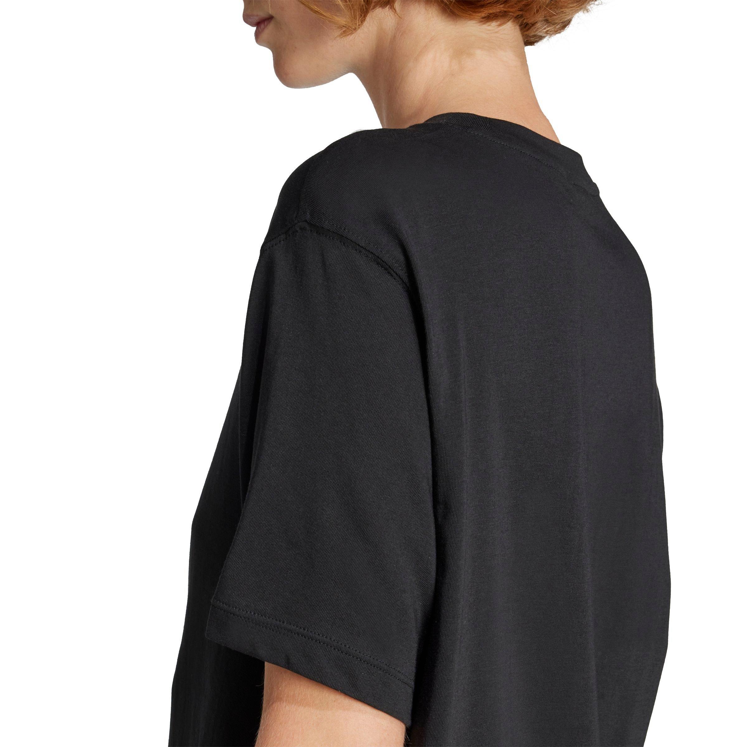 adidas Originals Women's Adicolor Trefoil Boxy Tee - BLACK Thumbnail View 3