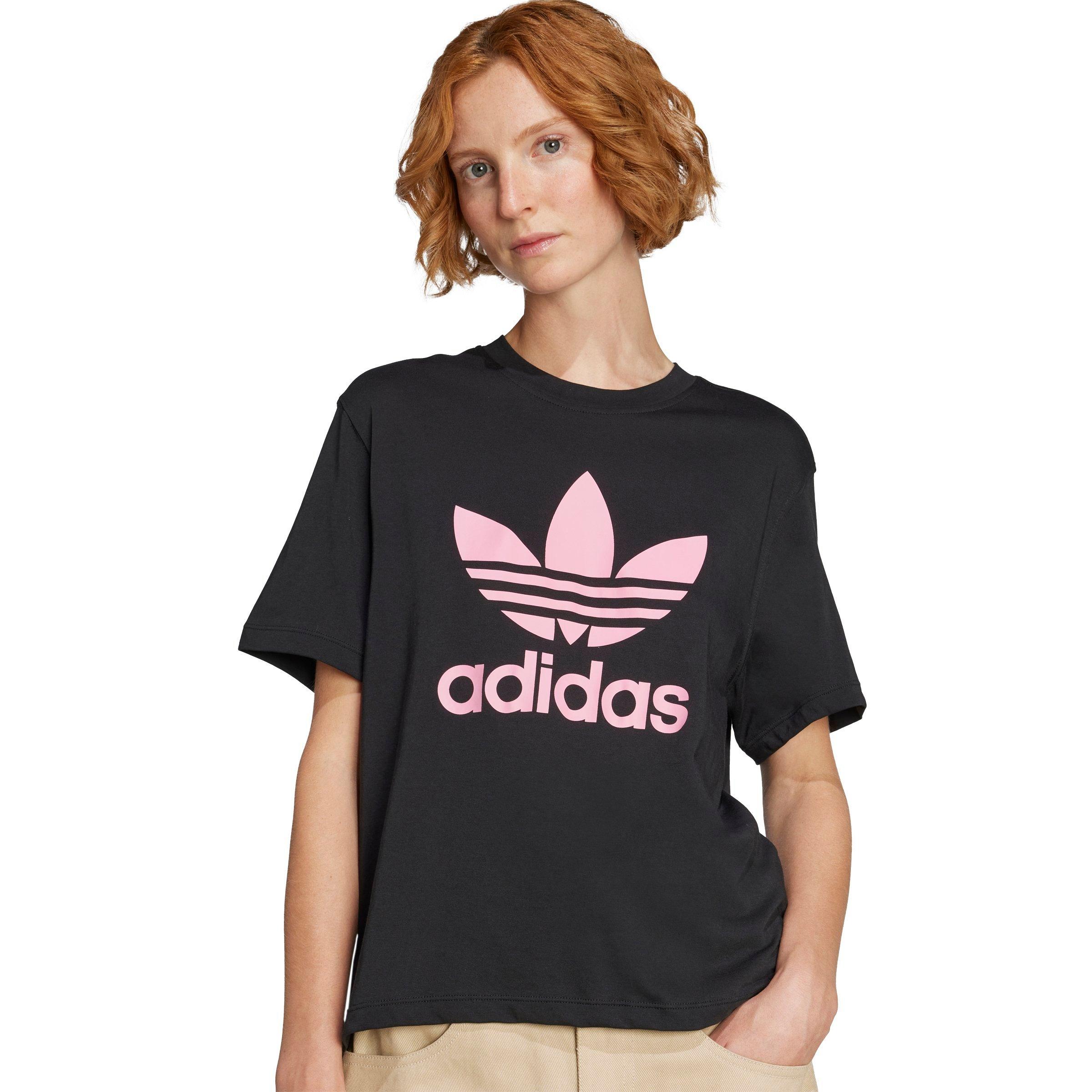 adidas Originals Women's Adicolor Trefoil Boxy Tee - BLACK Thumbnail View 4