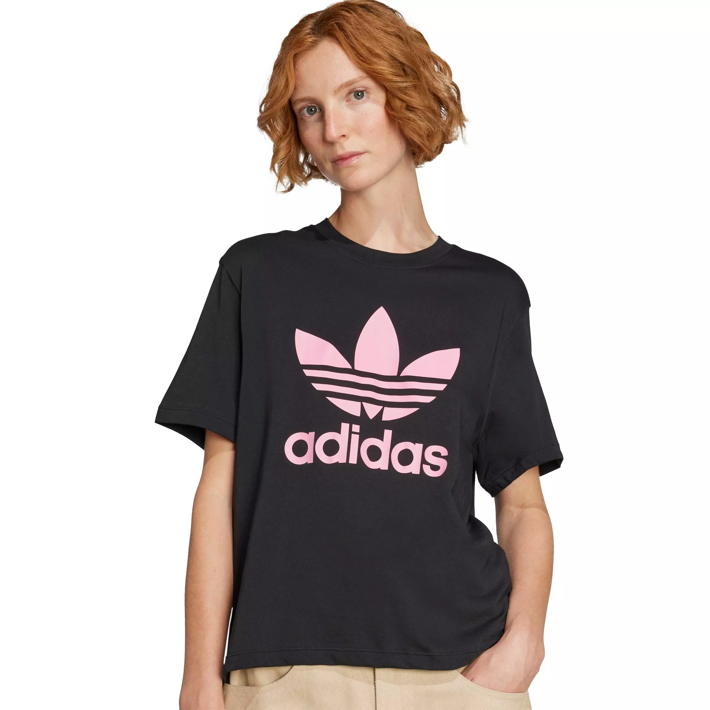adidas Originals Women's Adicolor Trefoil Boxy Tee - BLACK