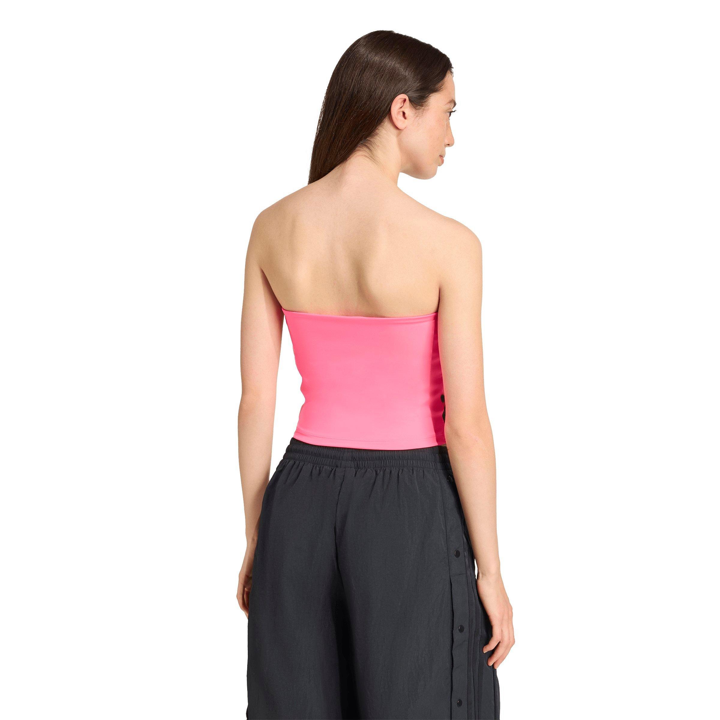 adidas Originals Women's Adicolor 3-Stripes Tube Top - PINK Thumbnail View 2